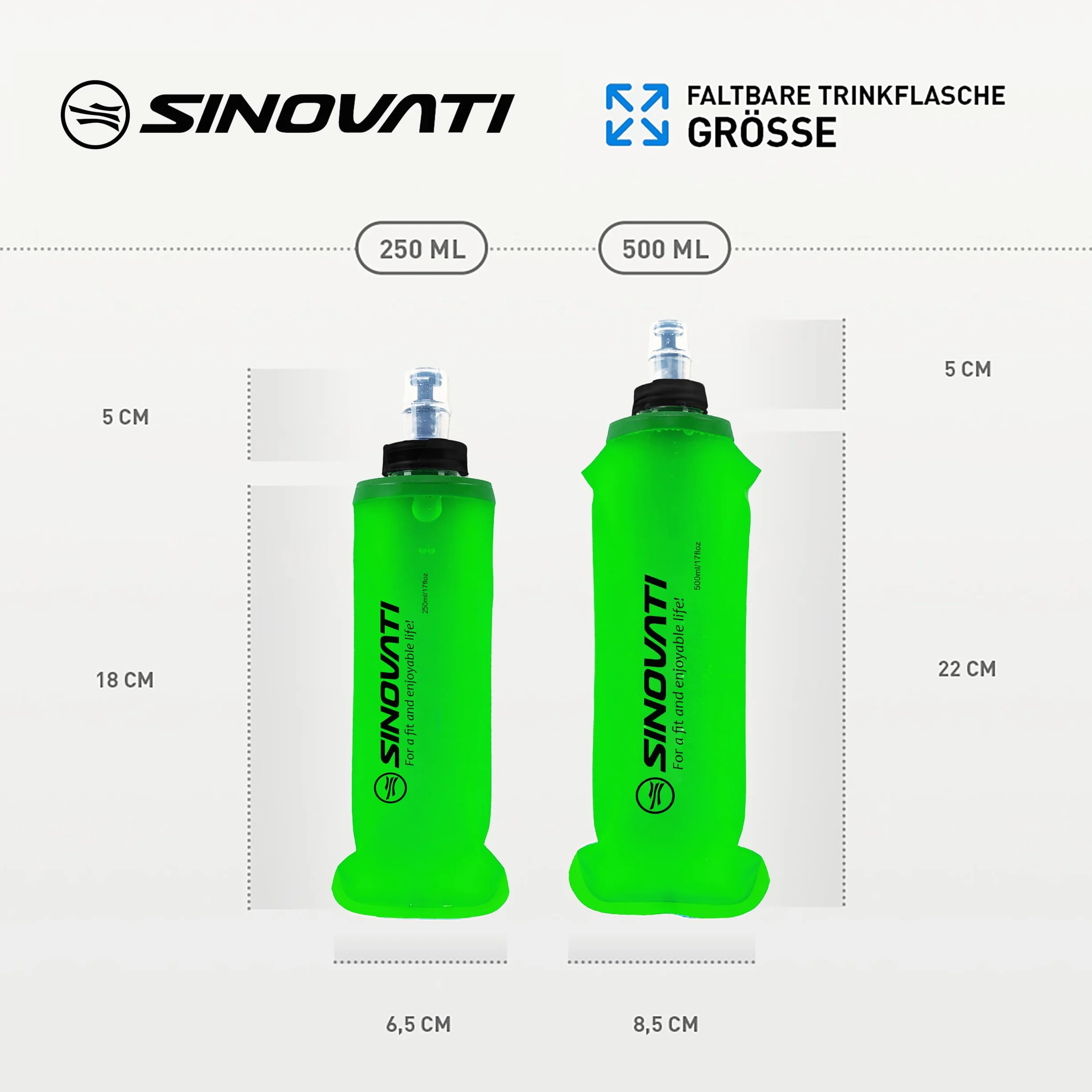 SINOVATI Składane butelki na napoje TPU Soft Flask 250 ml nie zawiera BPA