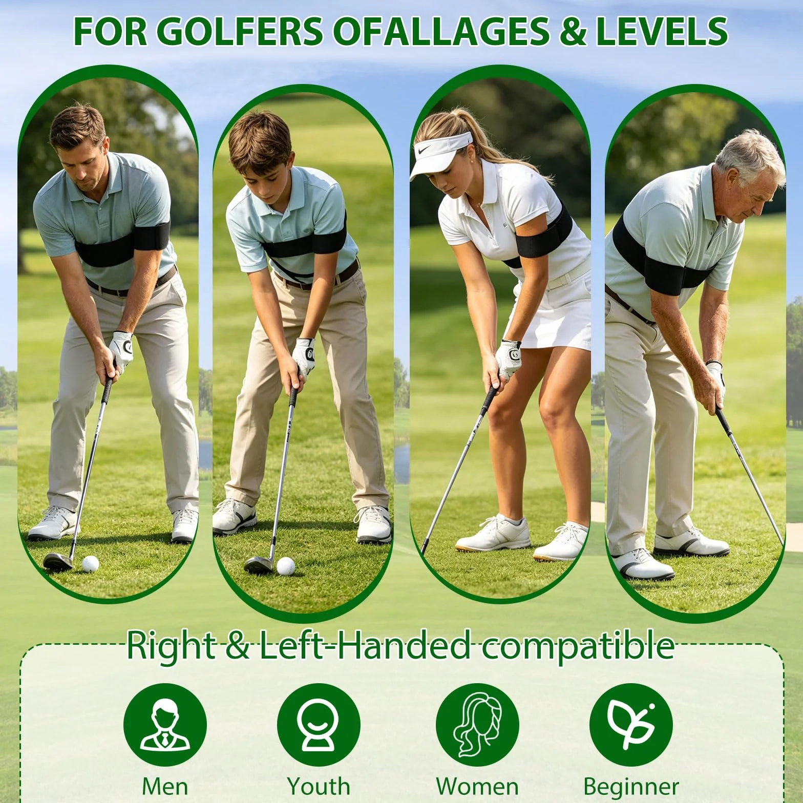 Hainue Zespoły Ramię Swing Golf Training,Regulowany Pasek Do Prawidłowego Swing Golf,Odpowiedni Początkujący,Poprawić Pozycję Swing