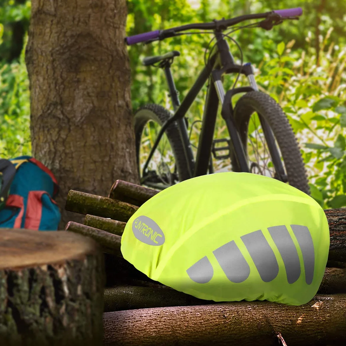 flintronic Pokrowiec przeciwdeszczowy na kask, wodoodporny, przeciwdeszczowy na kask, kask rowerowy, paski odblaskowe, ochrona przed deszczem, rozmiar uniwersalny dla mężczyzn, kobiet, dzieci
