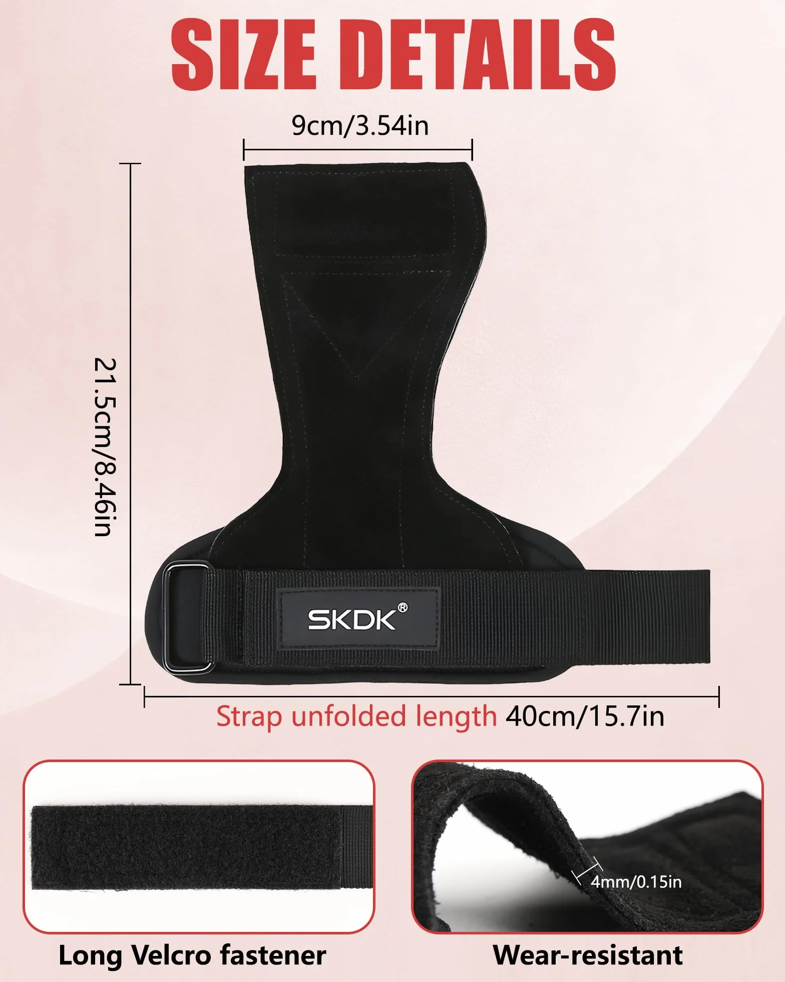 Paski Do Ćwiczeń, 1 Para Paski do Podnoszenia Ciężarów ze Skóry Bydlęcej Crossfit, do Podciągania, Martwego Ciągu i Wyciskania, Zaprojektowane do Treningu Siłowego, Unisex, Czarny