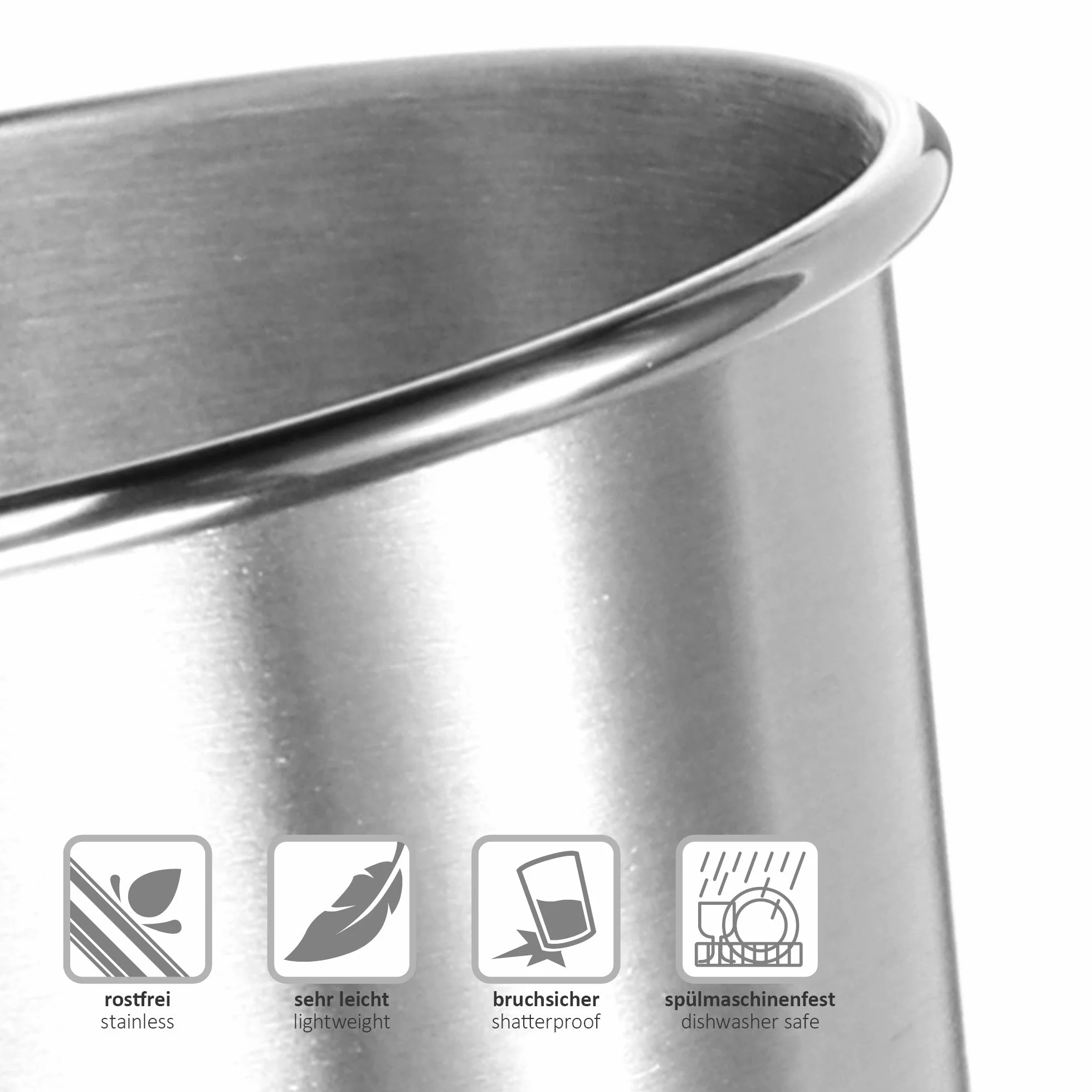 com-four® 3 kubki ze stali nierdzewnej – stal 304 – lekkie kubki 250 ml do campingu i podrózy – nietlukace i bez BPA