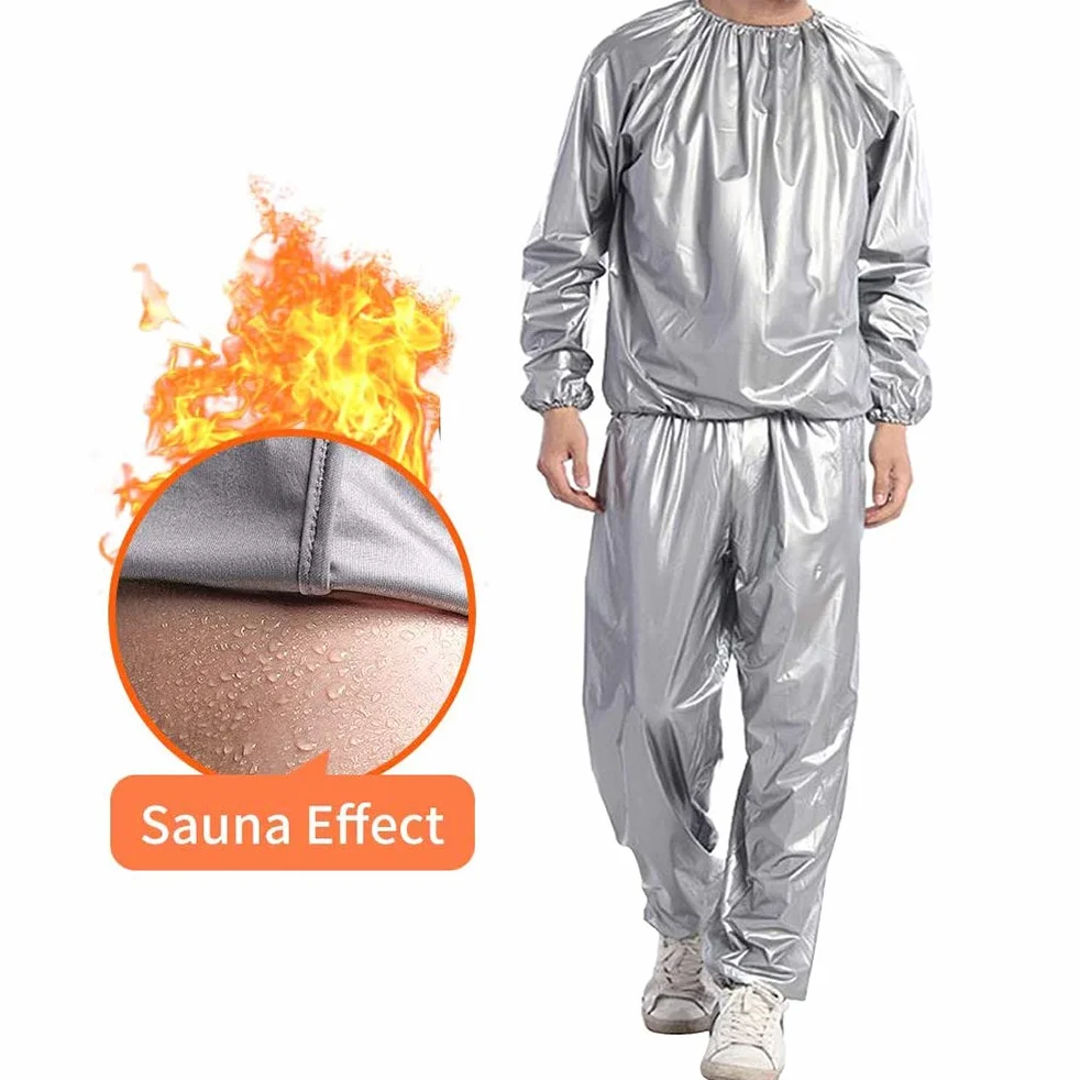 Suits do sauny, strój do sauny, pocenie się, utrata wagi, na siłownię, fitness, trening, odzież dla mężczyzn i kobiet, unisex, PCW, do sauny, materiał odchudzający, fitness, rozmiar L - 5XL