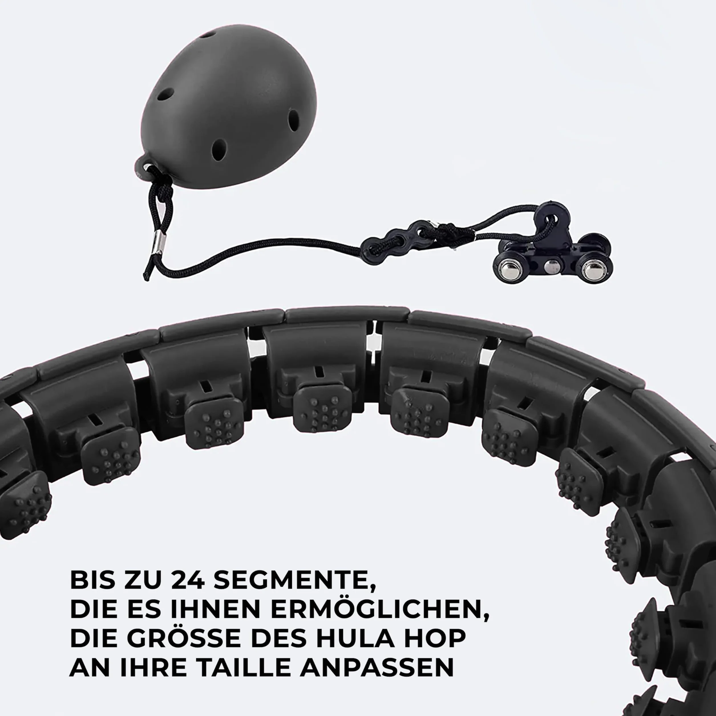 Smart hula hop z obciążeniem, 24 regulowane ogniwa, wypustki do masażu i szyna obciążająca, obręcz fitness do treningu talii i brzucha