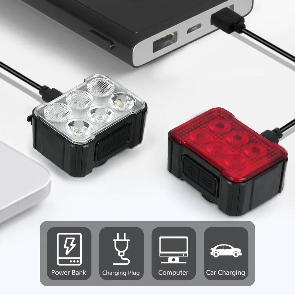 Ainiv Bike Lights Front and Rear, Wodoodporne LED Bike Light, Ultra Slim USB Rechargeable Bike Lights, Zestaw świateł rowerowych do jazdy na rowerze, MTB, rower hybrydowy, jazda nocna
