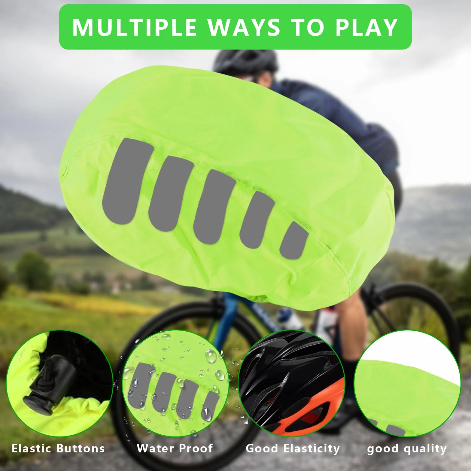 Kask rowerowy wodoodporny odblaskowy 2 sztuki