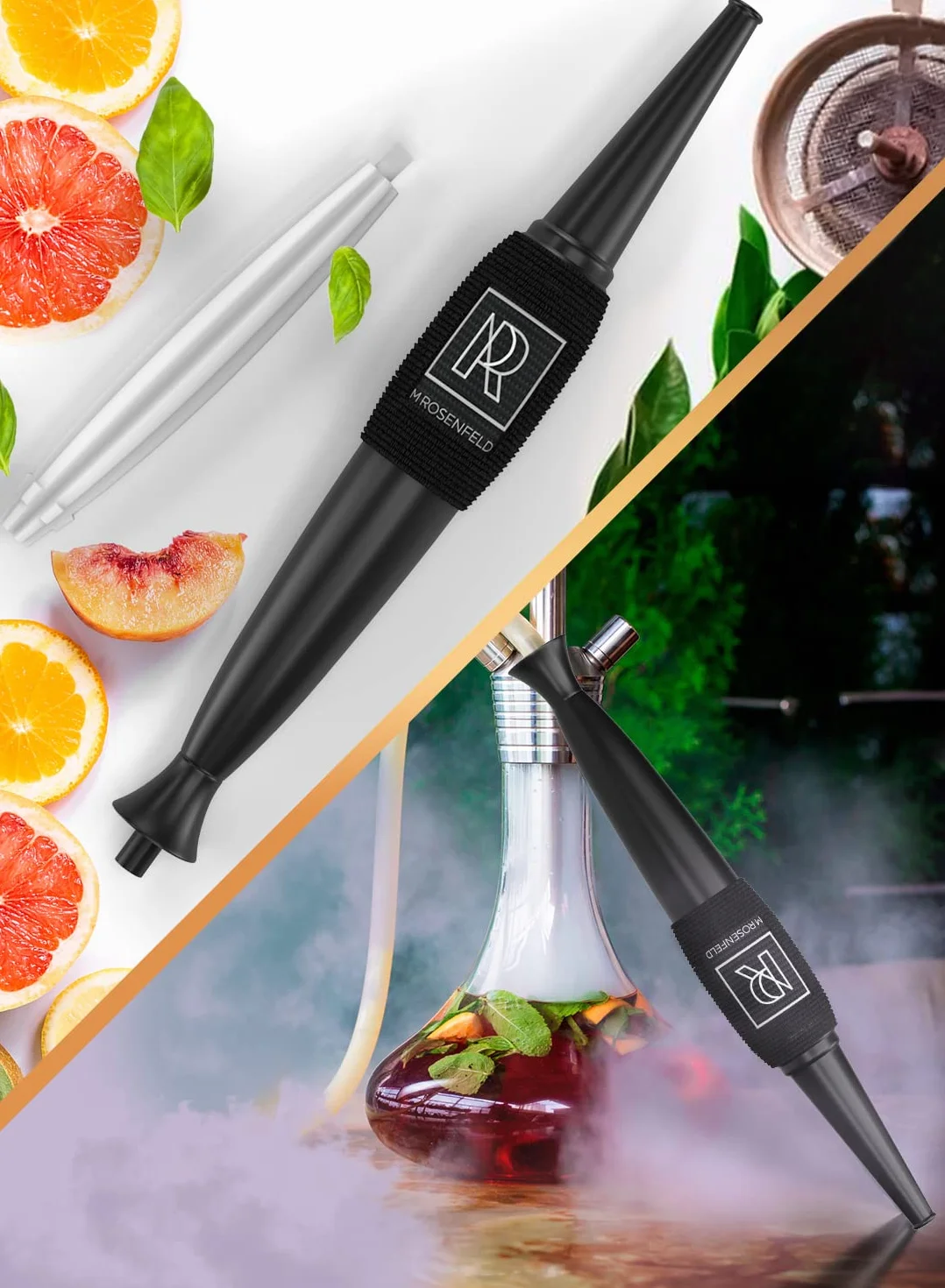 M. ROSENFELD Premium Shisha Ice Bazooka – z 2 wzmocnionymi opakowaniami lodu i taśmą Softgrip, ulepszonym wężem do lodu, ustnikiem i podkładką chłodzącą