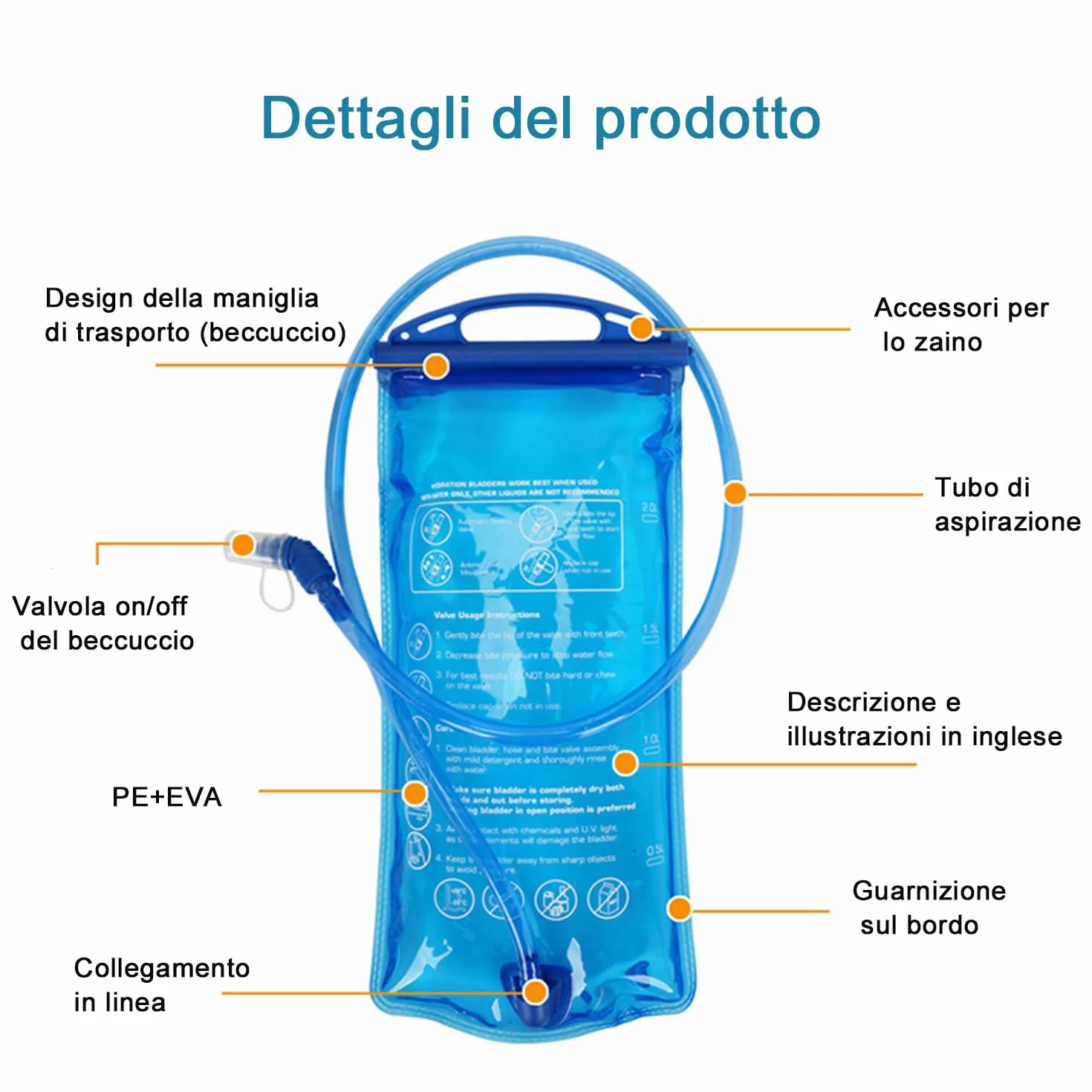 Worek na wodę 1,5 l 2 l do plecaka rowerowego