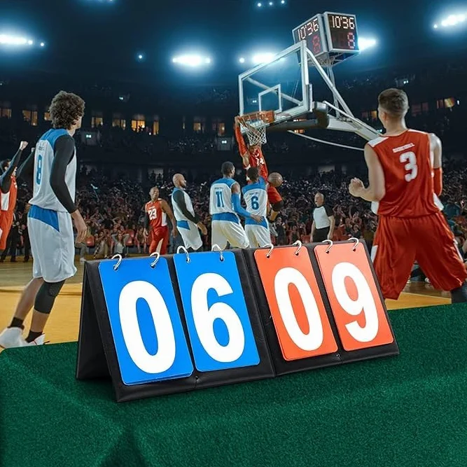 AMJKEJI Przenośna tablica wyników 2 sztuki Digit Flip Sport do koszykówki piłki nożnej