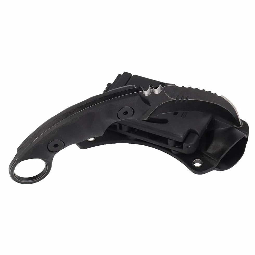 MASALONG Outdoor Survival Claw nóż taktyczny z podwójnym ostrzem, ostre ostrze z pochwą (5CR Black Stone Wash Black Handle)