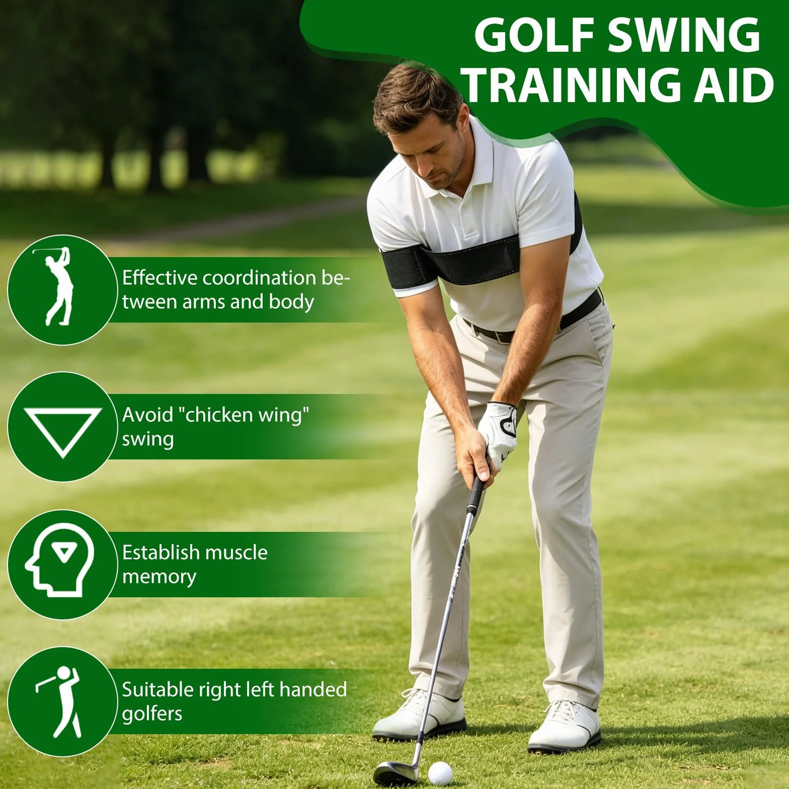 Hainue Zespoły Ramię Swing Golf Training,Regulowany Pasek Do Prawidłowego Swing Golf,Odpowiedni Początkujący,Poprawić Pozycję Swing