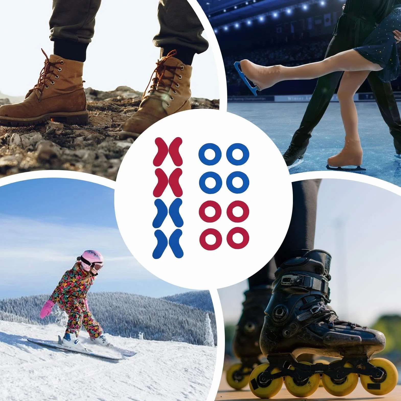 16 nakładek na buty narciarskie, snowboardowe, samoprzylepne wkładki piankowe, miękkie wkładki z pianki EVA, do nart samoprzylepnych, zmniejszają podnoszenie pięty i ból