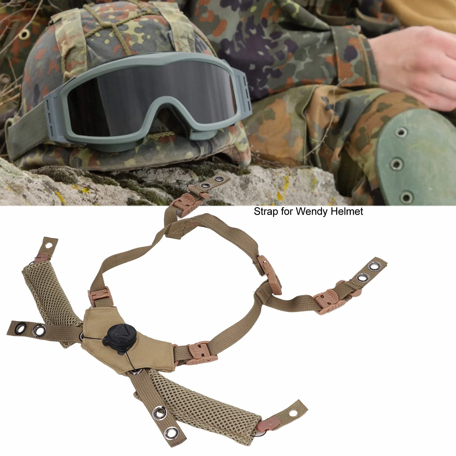 System Zawieszenia Pokrętła Hełmu Pasek Podbródkowy, Regulowany Pasek Podbródkowy Taktycznego Hełmu Airsoftowego, System Zawieszenia Pokrętła Hełmu Wendy Pasek Podbródkowy (Dębnik)