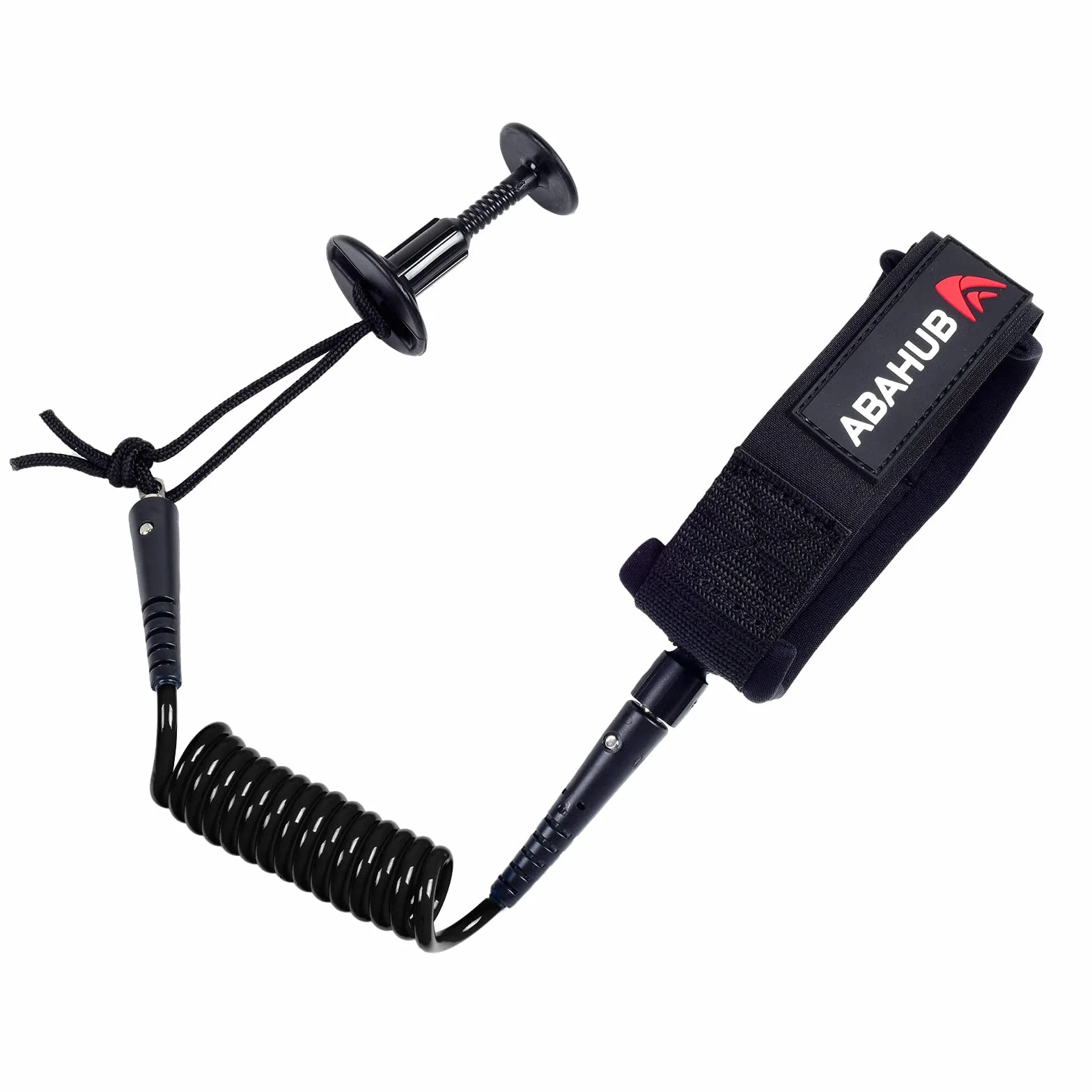 Abahub Smycz premium 1,2 m, grubość 5,5 mm, zwijana smycz na nadgarstek, do surfingu, z wtyczką do bodyboardingu, czarna