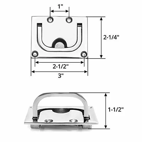 QWORK® Uchwyt wlotowy, podnośnik podłogowy, stal nierdzewna, do łodzi, okuć pokładowych, materiałów budowlanych, pogłębiony uchwyt do ciągnięcia, 76 mm x 58 mm