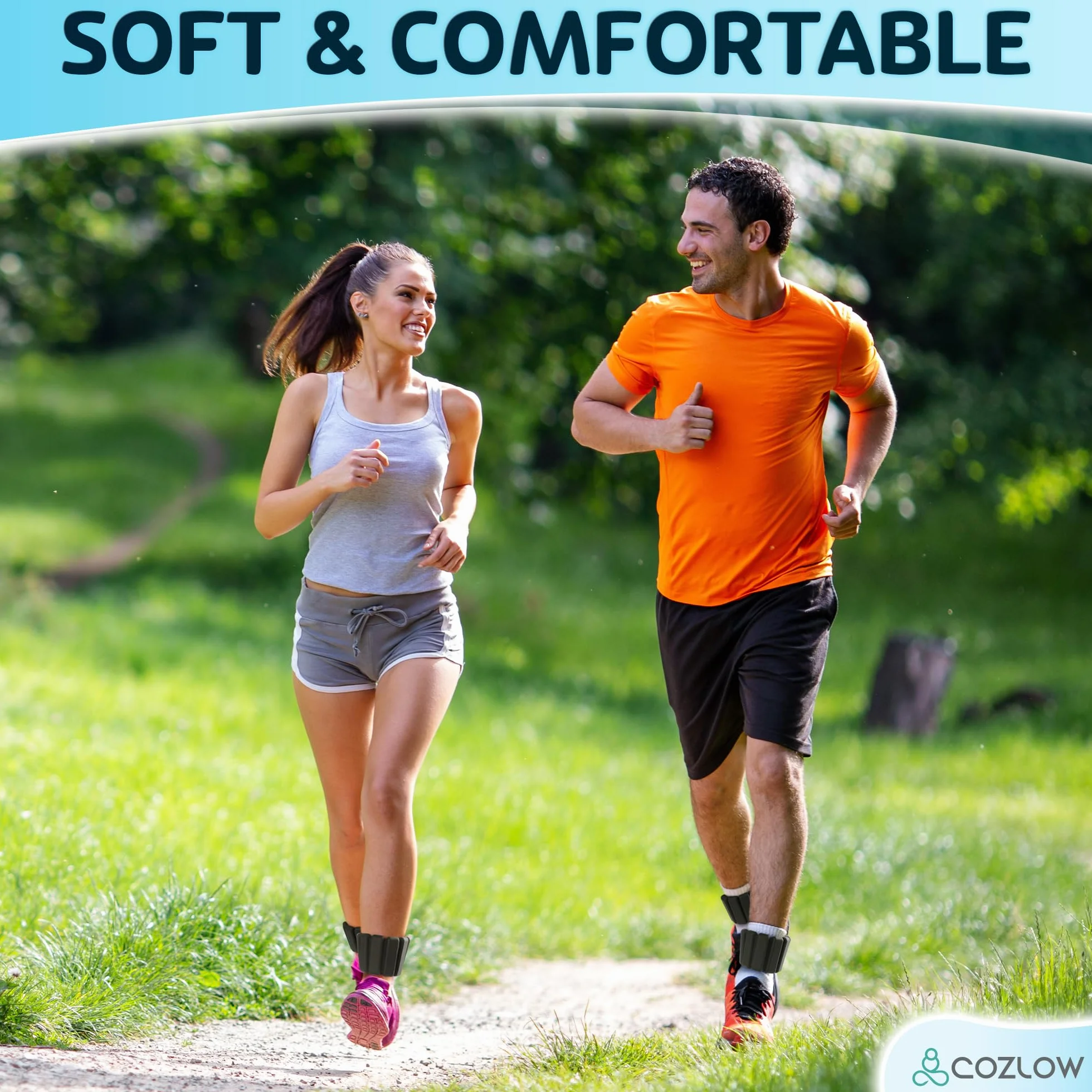 Cozlow - Ankle + Wrist Weights - for Men + Women - 1 Pair, Various Colors - Adjustable Silicone Wearable Workout Straps for Yoga, Dance, Running + Gym