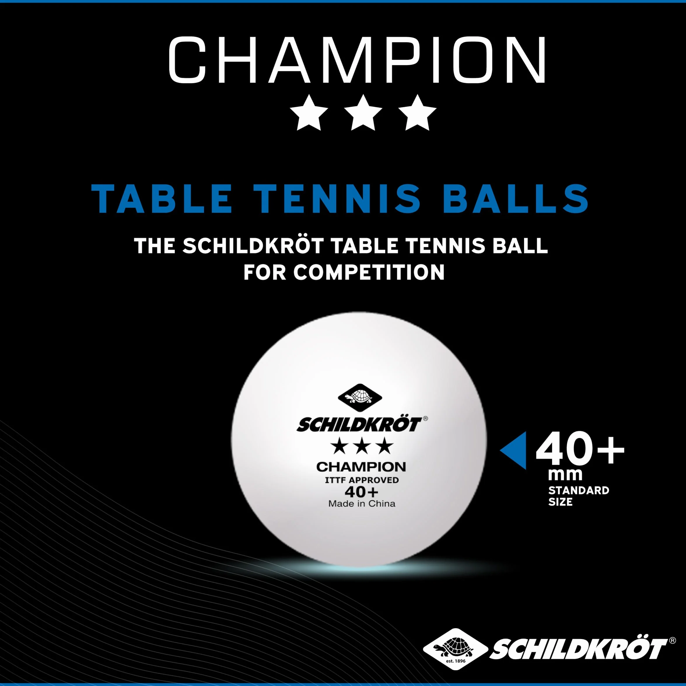 Schildkröt piłka do tenisa stołowego 3-gwiazdkowa Champion ITTF Poly 40+ 3 szt. biała