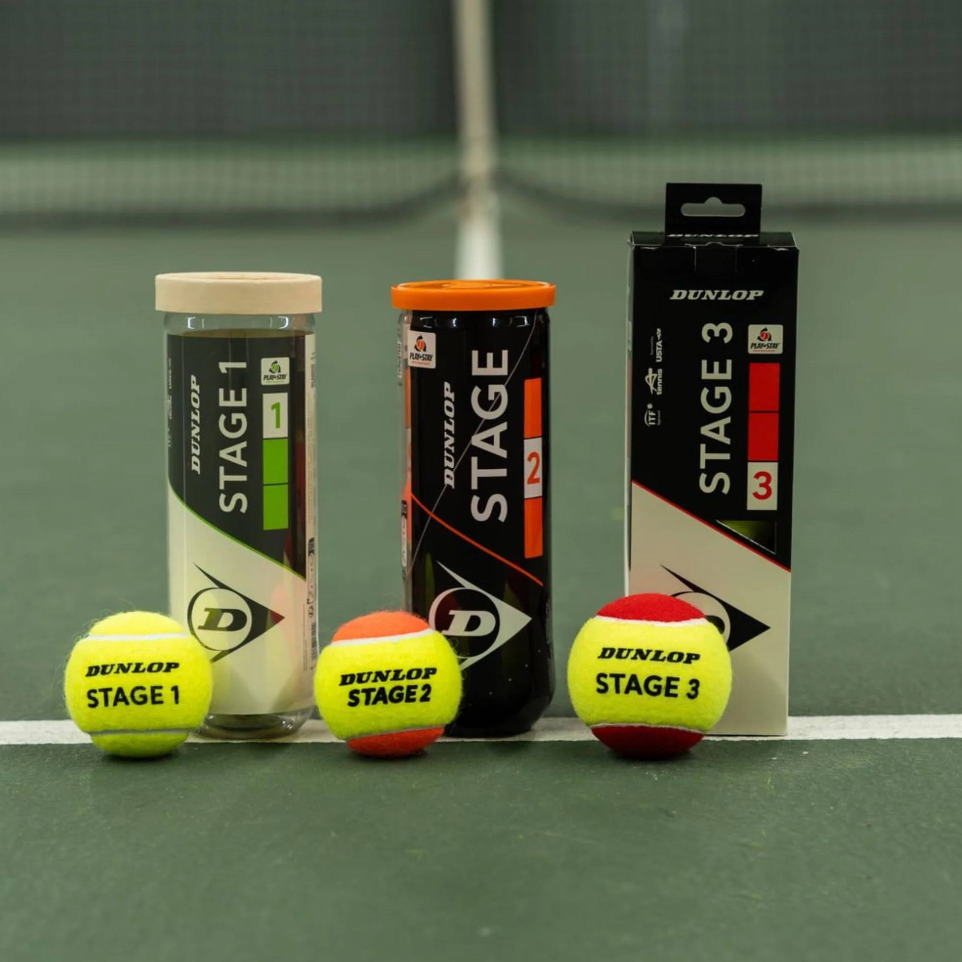 DUNLOP Piłka tenisowa Stage 2 pomarańczowa – dla dzieci i początkujących na polu środkowym (1 x puszka 3 szt.)