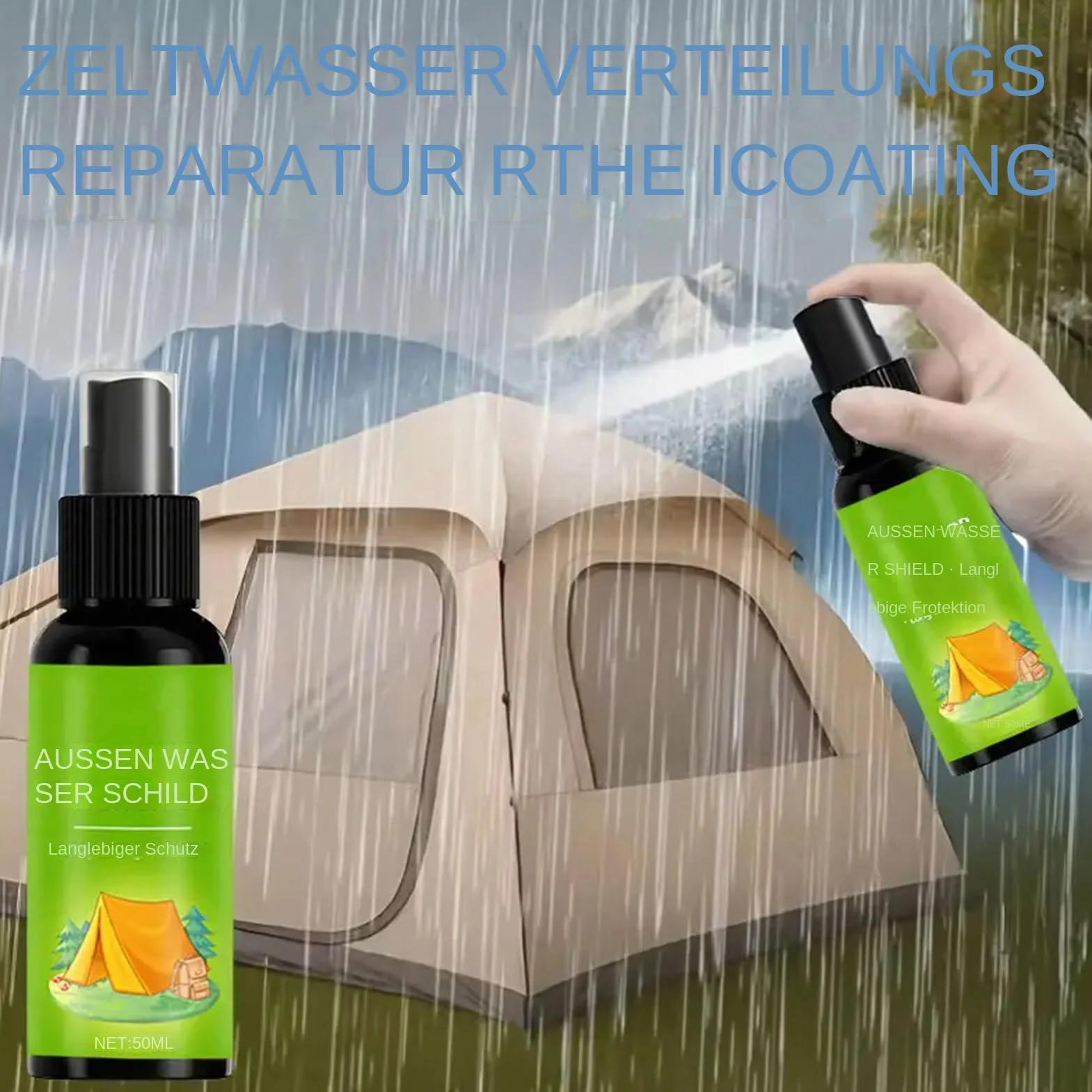 Tent wodoodporny spray – powłoka nano ochronna do sprzętu outdoorowego, patio i na kemping, z szybkoschnącą osłoną hydrofobową, materiałową osłoną do ogrodu, na wędrówki, lawn i w podróż