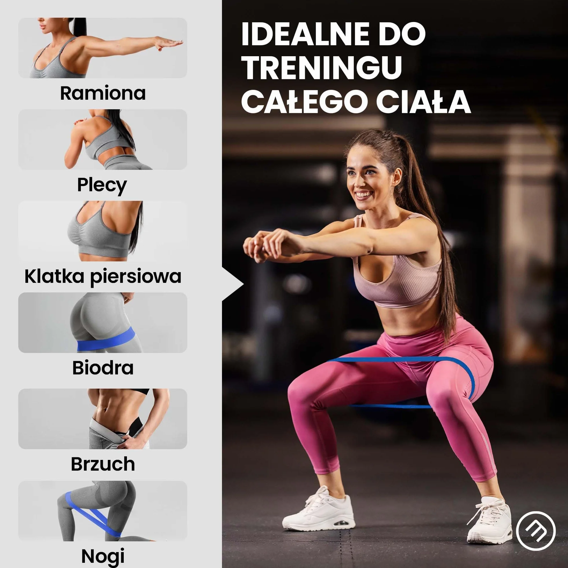 Zestaw opasek fitness lateksowe tkaninowe pętle oporowe Mini Band trening siłowy