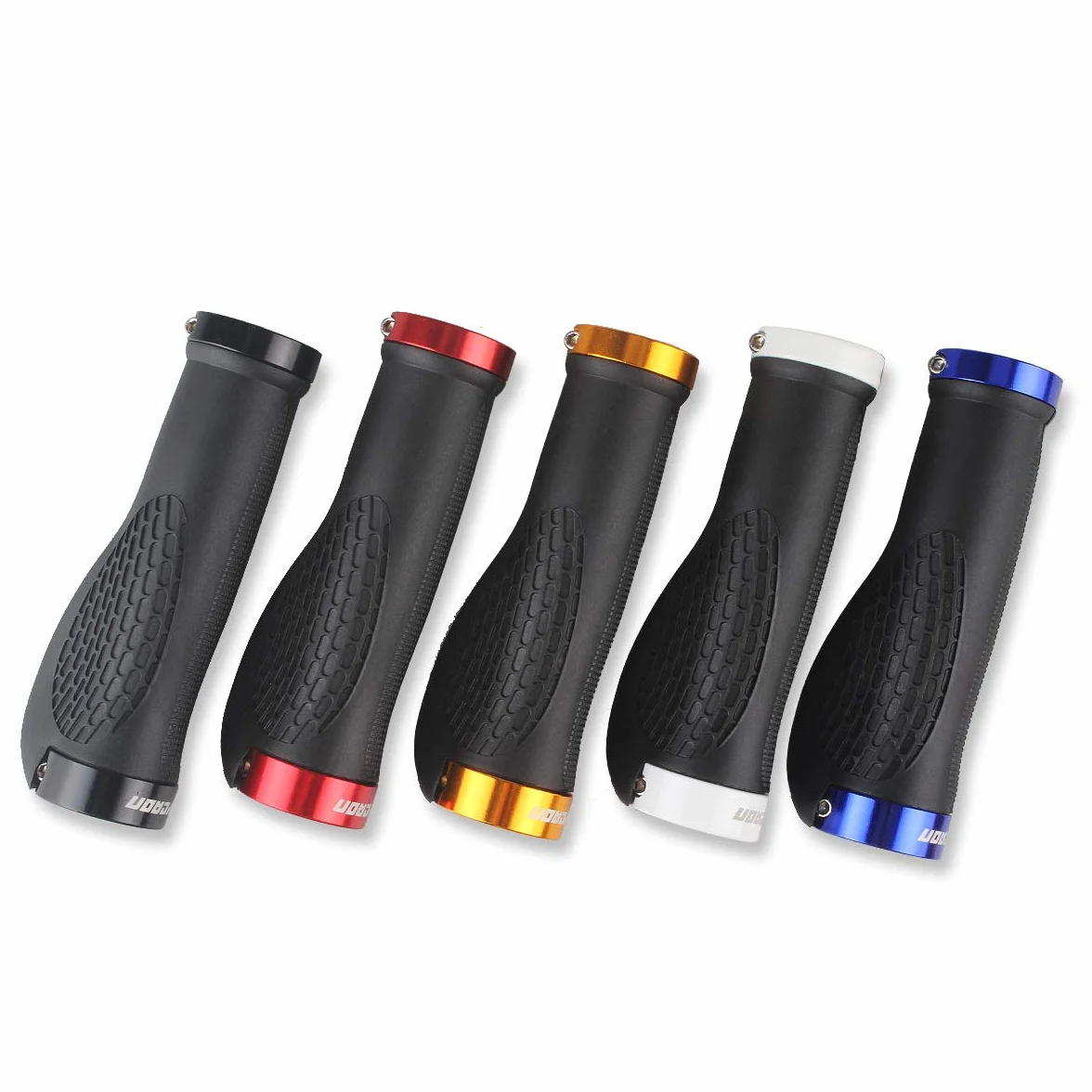 Chwyty rowerowe LYCAON TPR z 2 rozsuwanymi aluminiowymi zaślepkami, uchwyty rowerowe pasują do rowerów MTB/BMX/górskich/zjazdowych/składanych/miejskich/skuterów (BIAŁE, ERGONOMICZNE UCHWYTY)