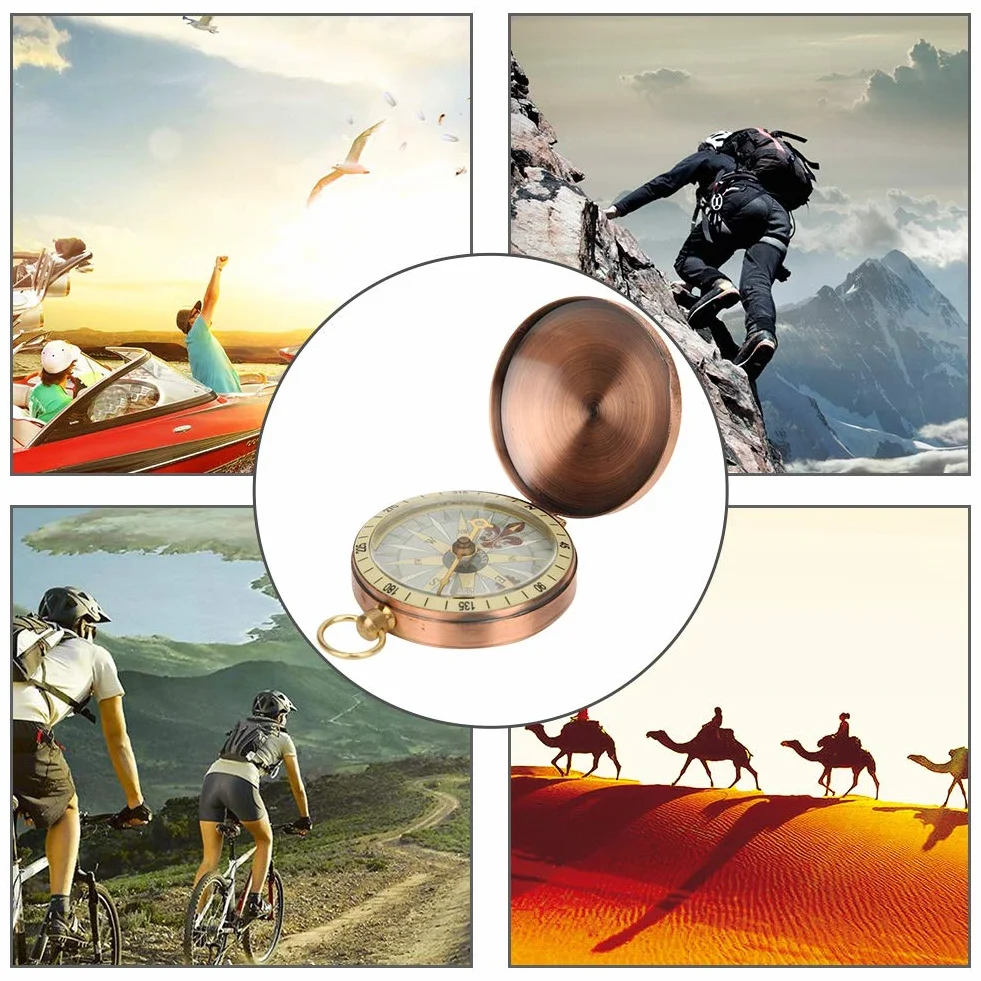 Mosiężny kompas kieszonkowy vintage retro grawerowany morski