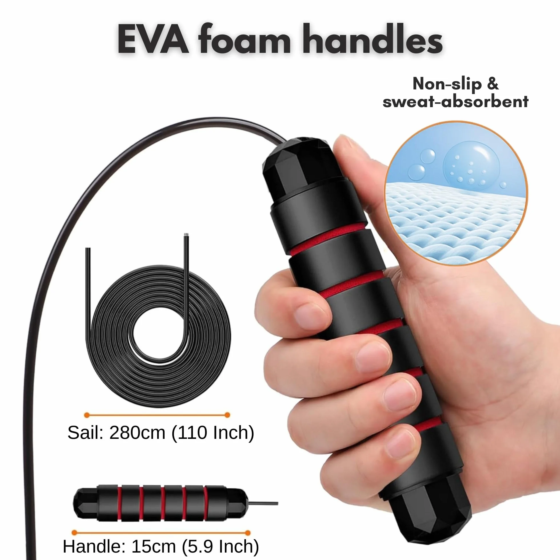 Skakanka regulowana – Speed Rope Fitness Gym skakanka – antypoślizgowe uchwyty z pianki – dla dorosłych