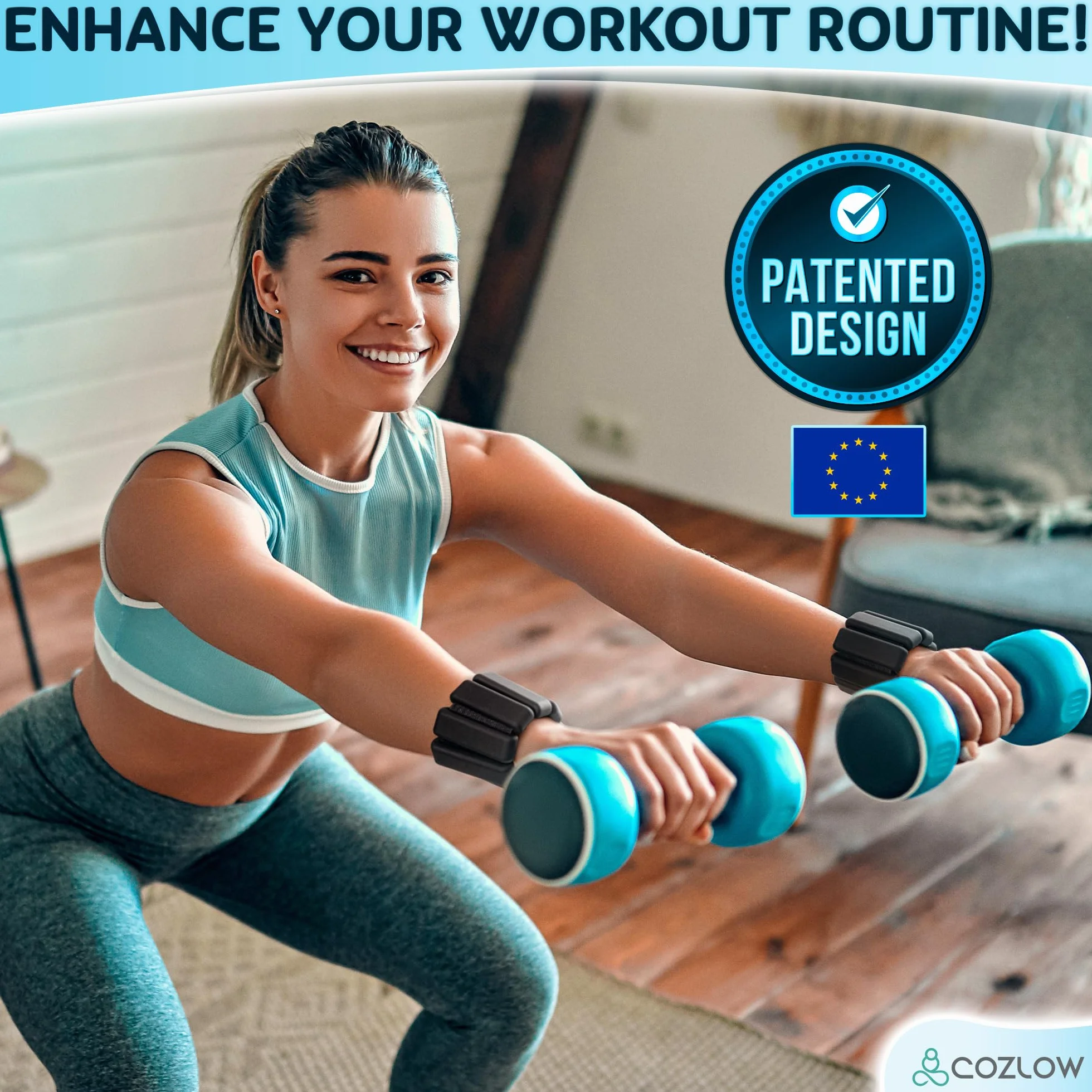 Cozlow - Ankle + Wrist Weights - for Men + Women - 1 Pair, Various Colors - Adjustable Silicone Wearable Workout Straps for Yoga, Dance, Running + Gym
