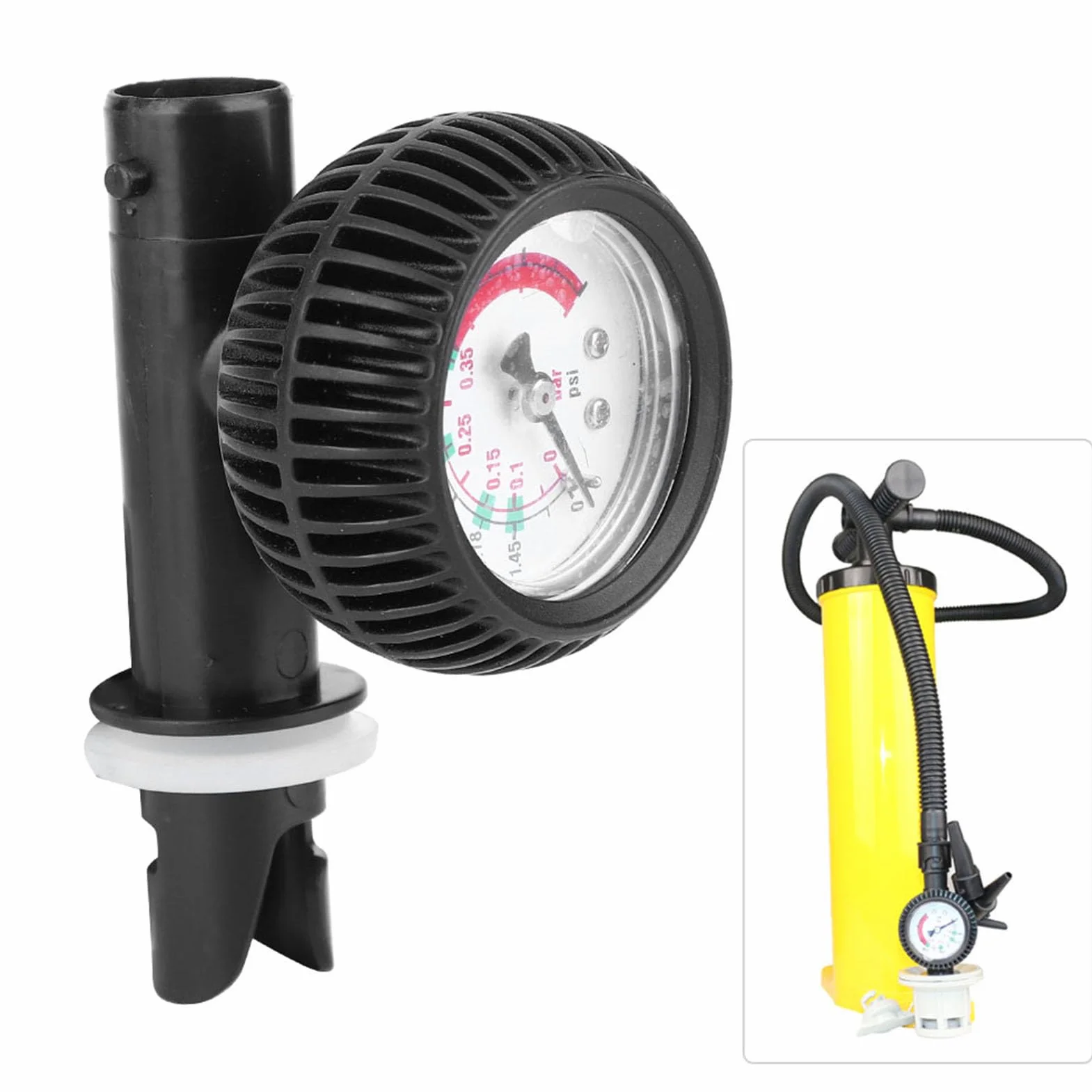 Keenso Manometr do pontonów, 0-5.08 psi barometr do pontonów/kajaków/desek surfingowych/SUPBoard Raft (czarny)