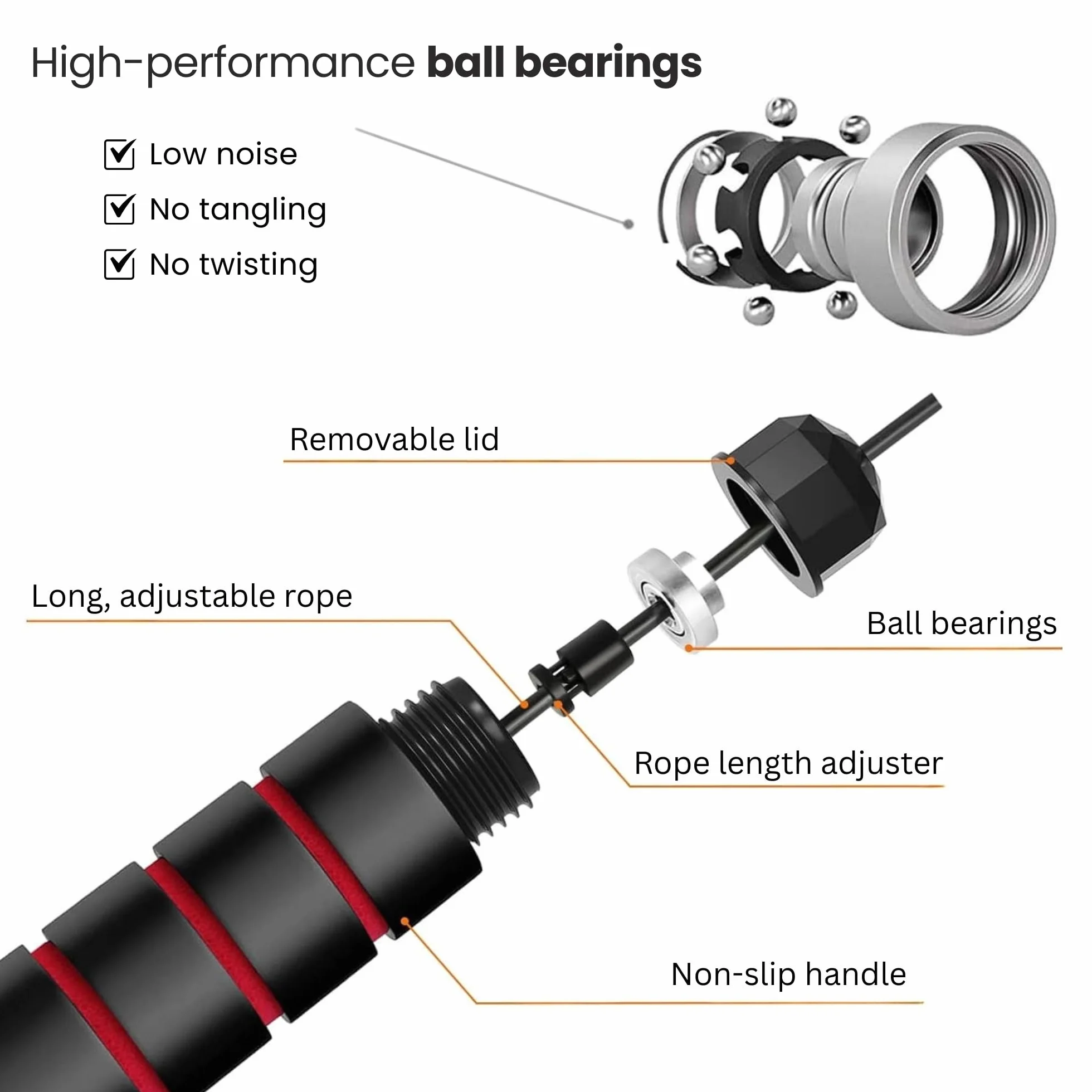 Skakanka regulowana – Speed Rope Fitness Gym skakanka – antypoślizgowe uchwyty z pianki – dla dorosłych