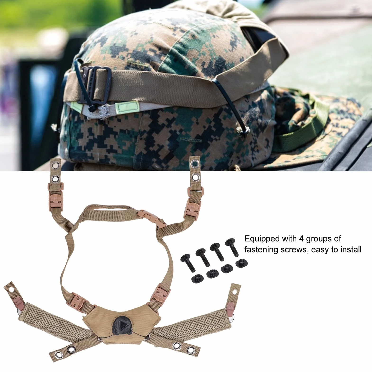 System Zawieszenia Pokrętła Hełmu Pasek Podbródkowy, Regulowany Pasek Podbródkowy Taktycznego Hełmu Airsoftowego, System Zawieszenia Pokrętła Hełmu Wendy Pasek Podbródkowy (Dębnik)