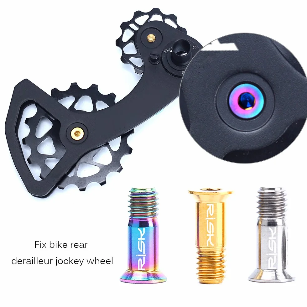 2 szt. tytanowa przerzutka rowerowa jockey śruba koła do roweru MTB, rower szosowy M5 × 14,2 mm, śruby Ti