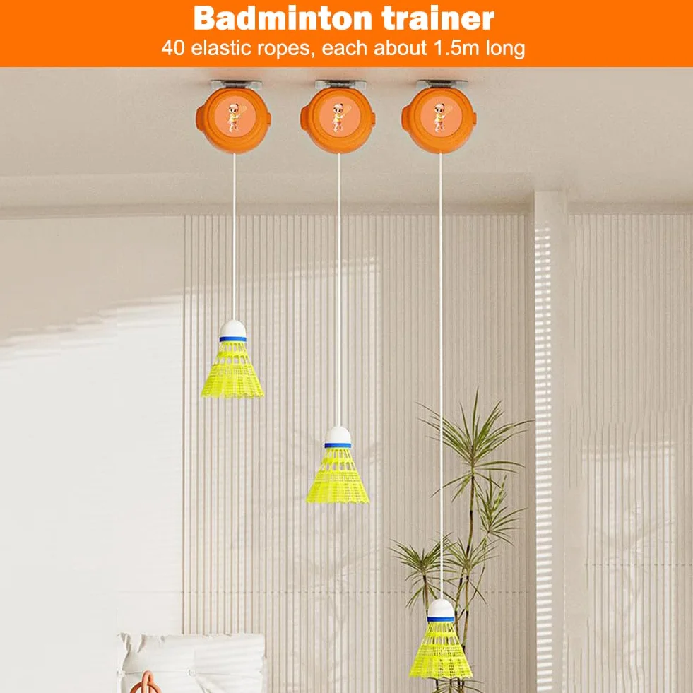 Trenażer do badmintona Rebound Trainer - przenośny zestaw do badmintona z regulacją wysokości, samodzielna nauka, do salonu, na balkon, do badmintona, ogrodu, parku