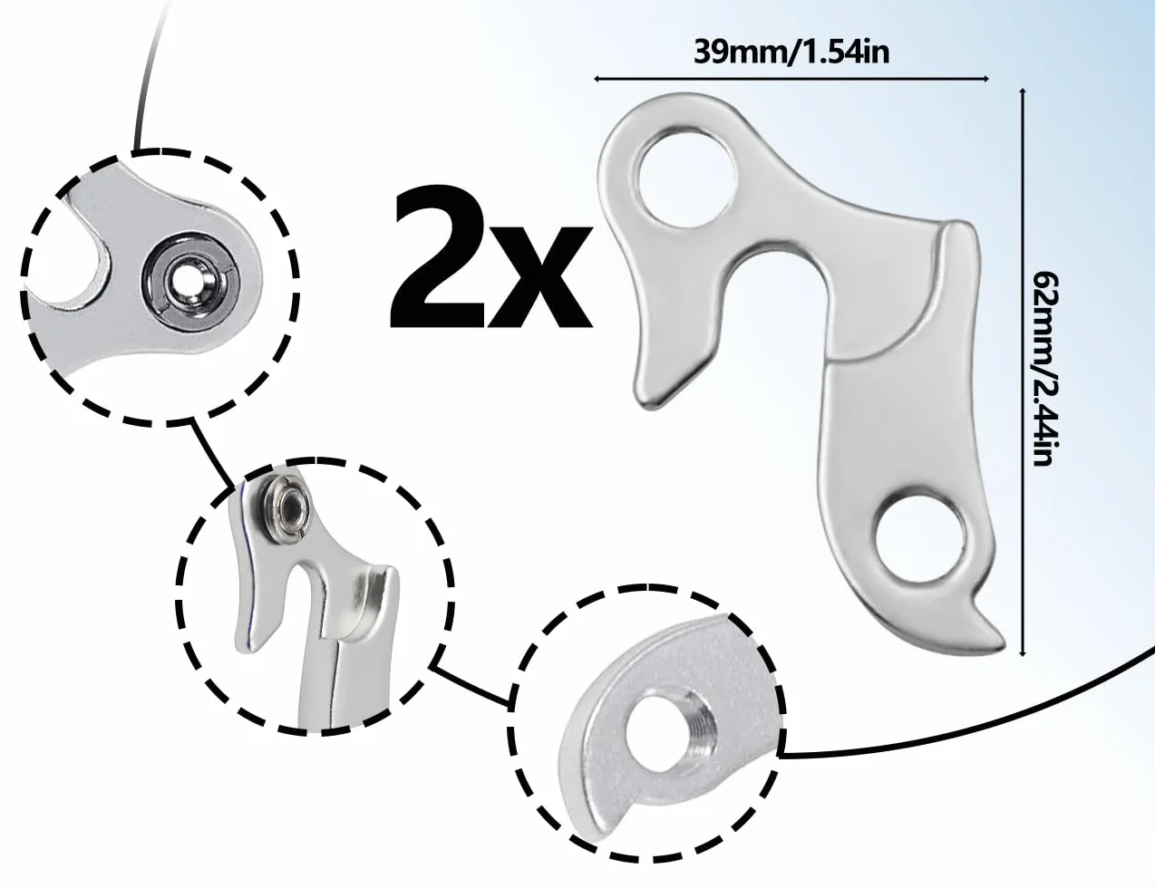 Hak przerzutki rowerowej ze stopu aluminium, wieszak tylny, 2 sztuki