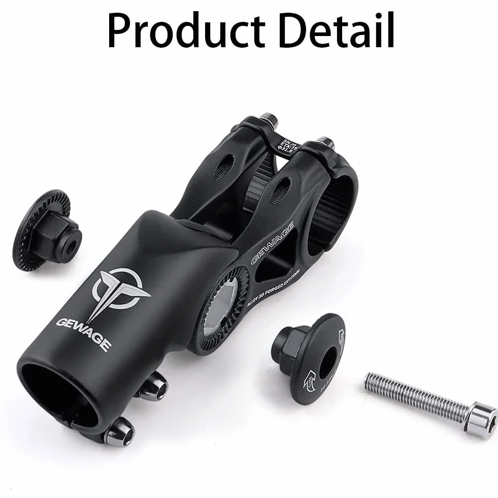 GEWAGE Regulowany Wspornik Kierownicy MTB/Szosowy/BMX – Podniesienie Kierownicy -130° do +90°, 75/95/130 mm, 31,8 mm, Aluminium 3D – Sportowa lub komfortowa jazda