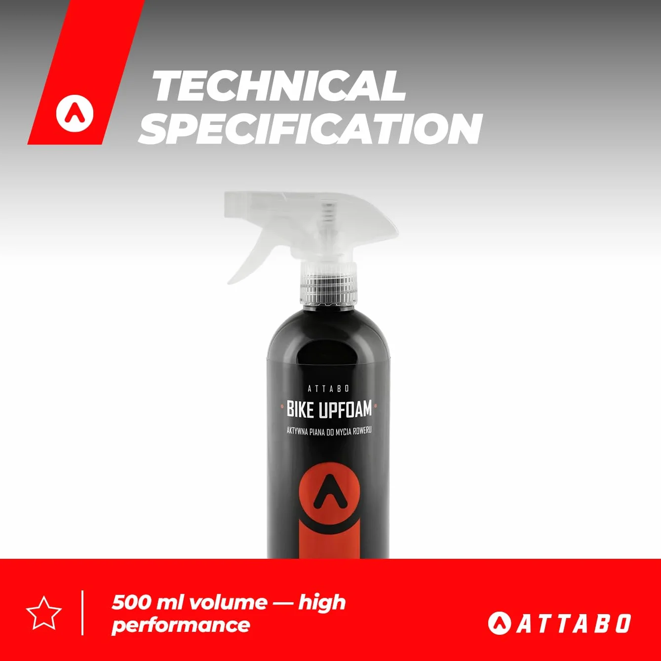 ATTABO Aktywna Piana do Ręcznego Mycia Roweru 500 ml | Łatwa Aplikacja - Spray, Likwidacja Zabrudzeń, Wydajna Chemia Rowerowa | Środek Czyszczący | AT-500