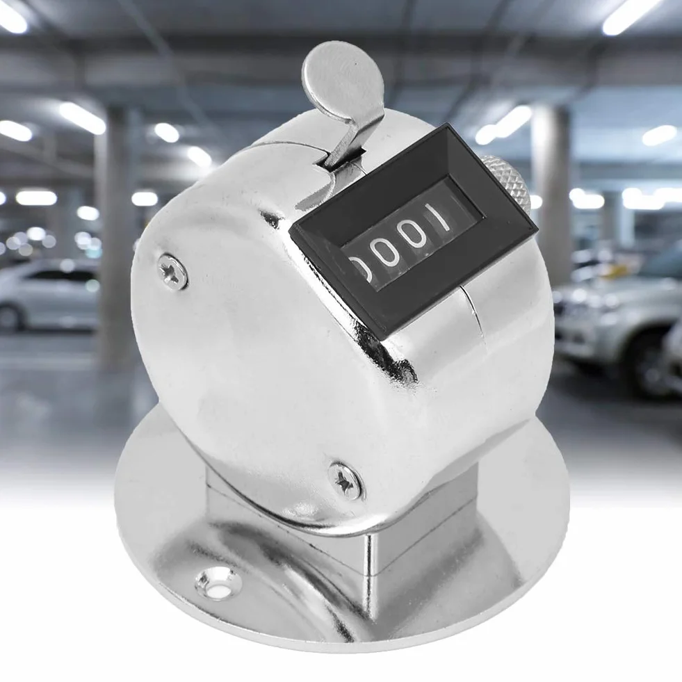 Tally Counter Silber Metall Hand Click Counter 4-stellig manuelle mechanische Palm Counter Stadium Sport Supplies