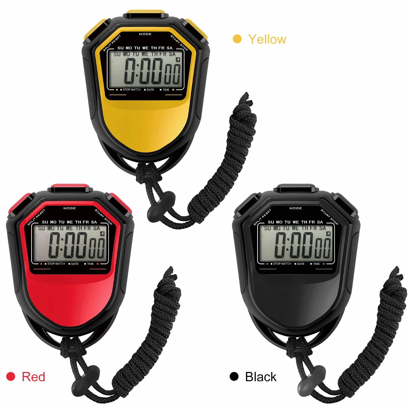 Wodoodporny zegarek S cyfrowy ręczny LCD timer chronograf sportowy licznik z paskiem do pływania, biegania, treningu piłki nożnej