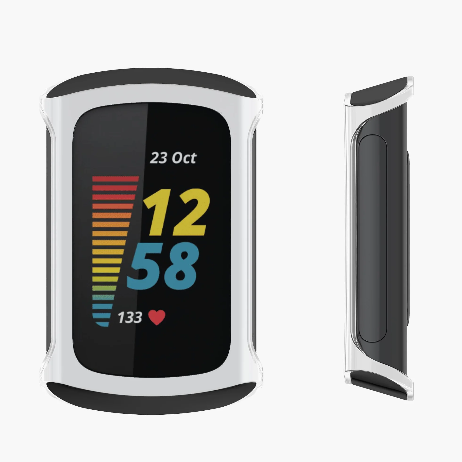 kwmobile Etui kompatybilne z Fitbit Charge 6 / Charge 5 – 2 x silikonowe etui na monitor fitness z TPU – srebrne/ciemnoszare