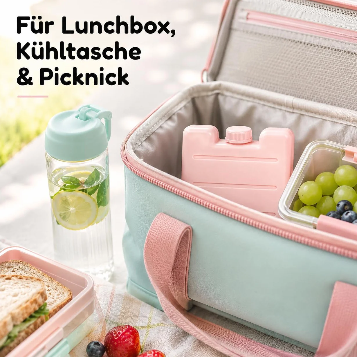 MIJOMA Zestaw mini wkładów chłodzących – elementy chłodzące wielokrotnego użytku do torby chłodzącej, pudełka na lunch, podkładki chłodzące w pastelowych kolorach – nadają się do kontaktu z żywnością