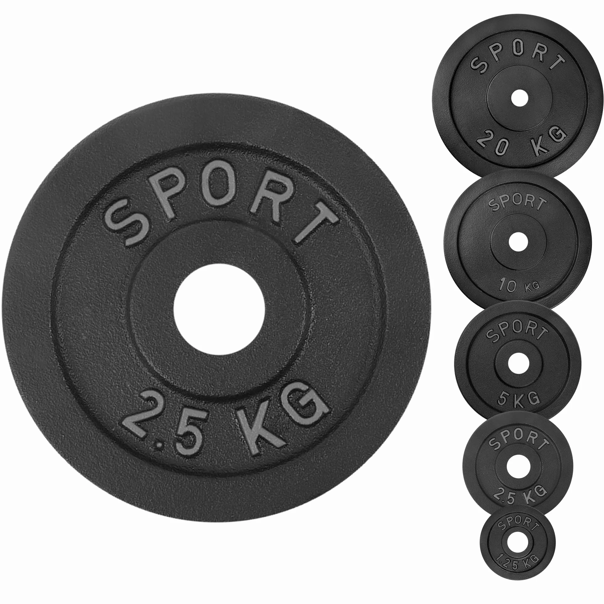 AtHaus® Talerze do hantli 2 x 2,5 kg zestaw żeliwnych hantli o średnicy 30/31 mm - krążki odlewane krążki do sztangi
