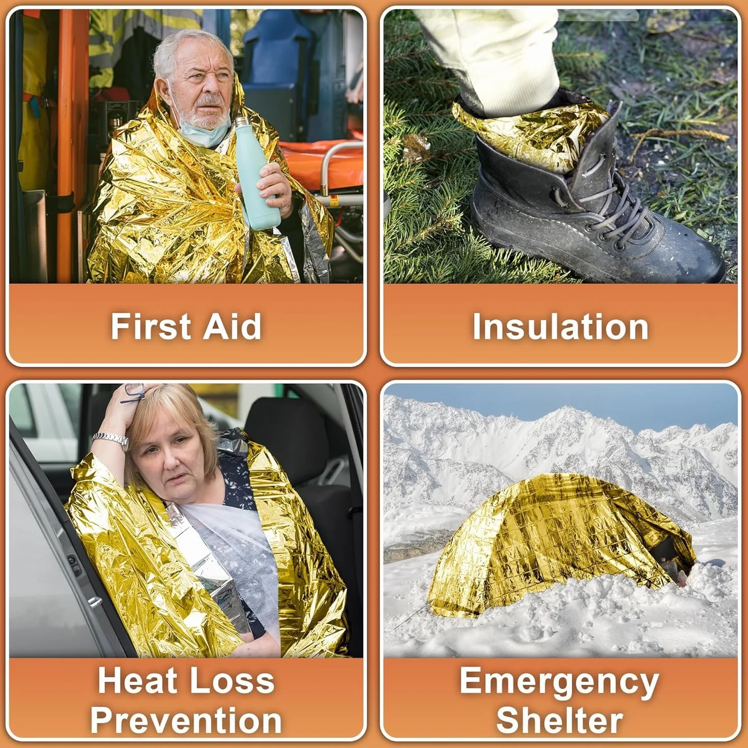 Deecam Mylar termiczne koce survivalowe, na kemping, w nagłych wypadkach, srebrne i złote koce odbijające ciepło na zewnątrz, pierwsza pomoc, wędrówki, wyposażenie kempingowe, podróże
