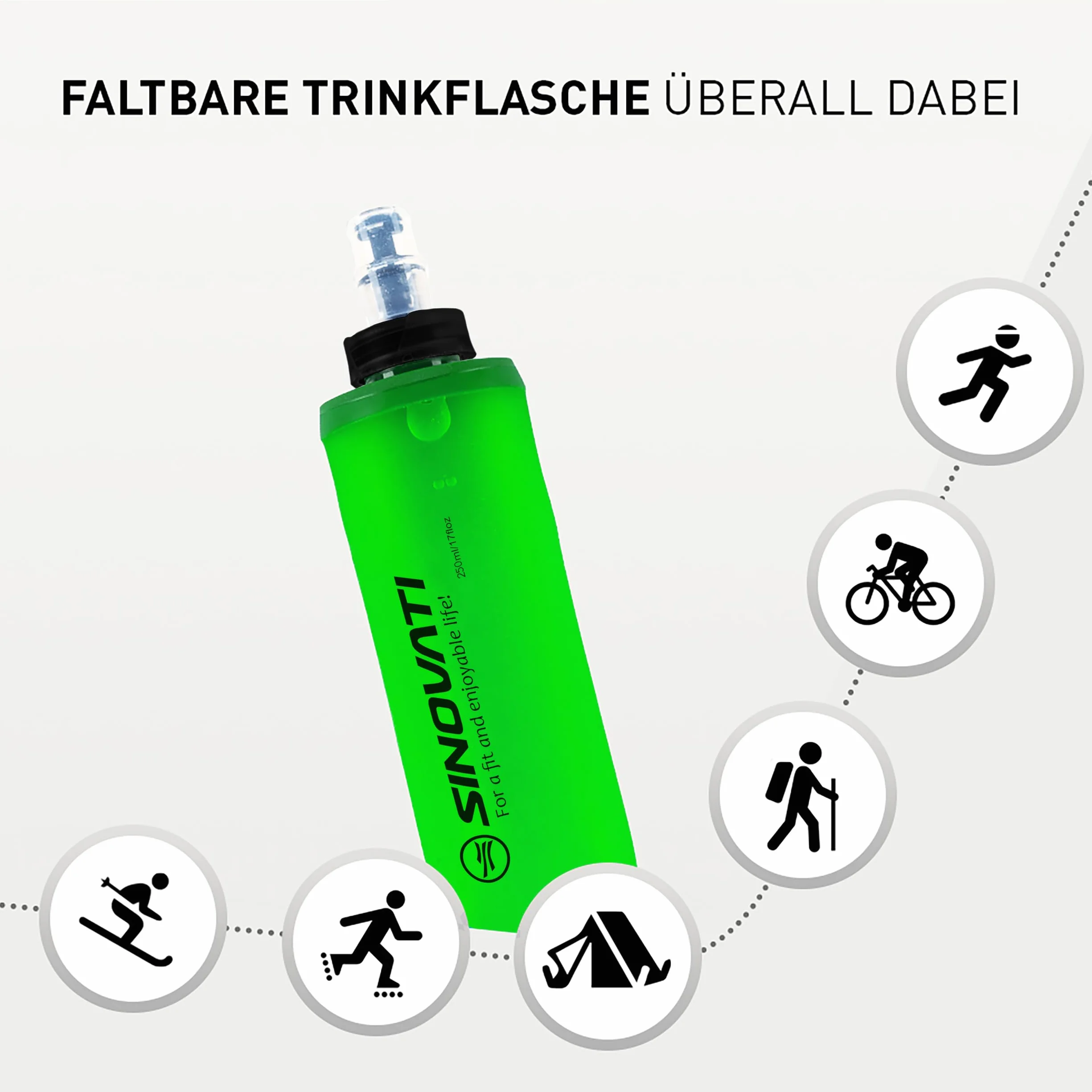 SINOVATI Składane butelki na napoje TPU Soft Flask 250 ml nie zawiera BPA