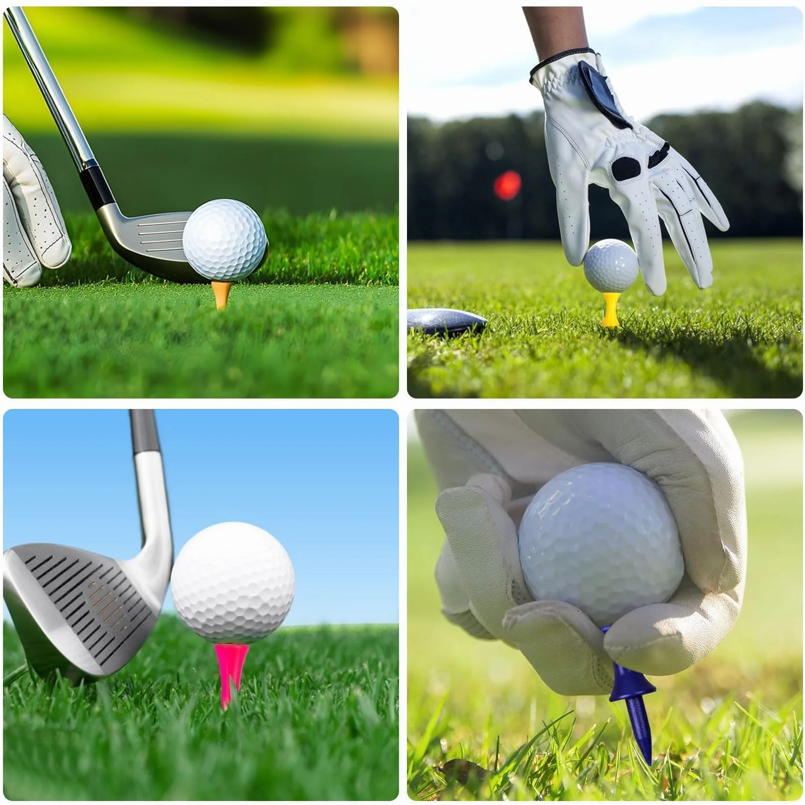 Zestaw 105 sztuk herbat golfowych z tworzywa sztucznego, wielokrotnego użytku, plastikowa herbata Castle dla golfistów, krótkie i długie, 7 kolorów 25/31/37/43/51/59/70 mm