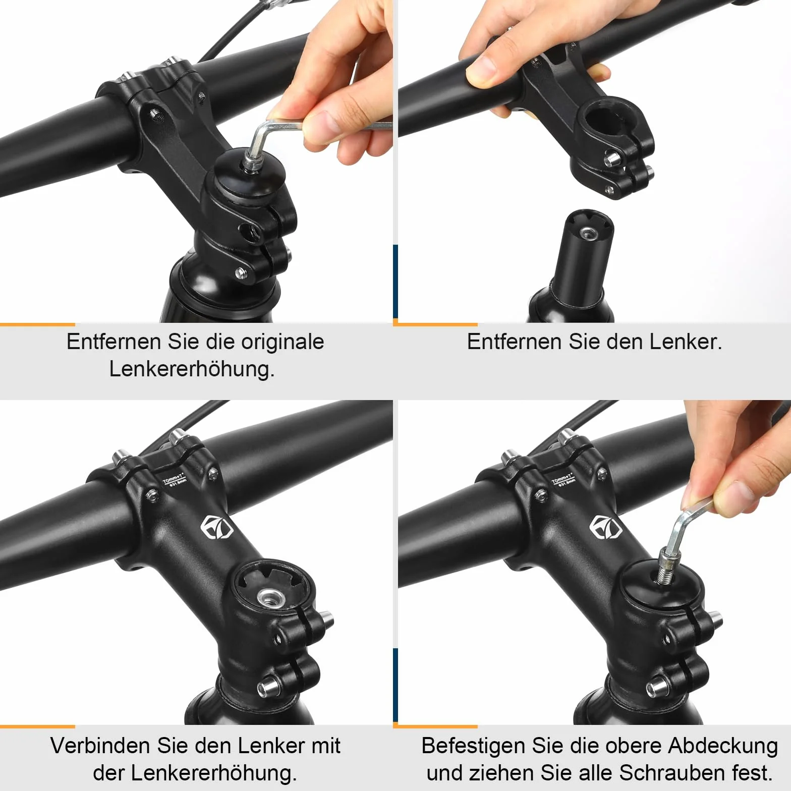 toptrek Wspornik kierownicy roweru 31,8 mm, MTB, 35 mm/45 mm/60 mm/70 mm, 7° wspornik kierownicy ze stopu aluminium, lekki wspornik kierownicy roweru, podwyższenie kierownicy roweru do MTB, BMX