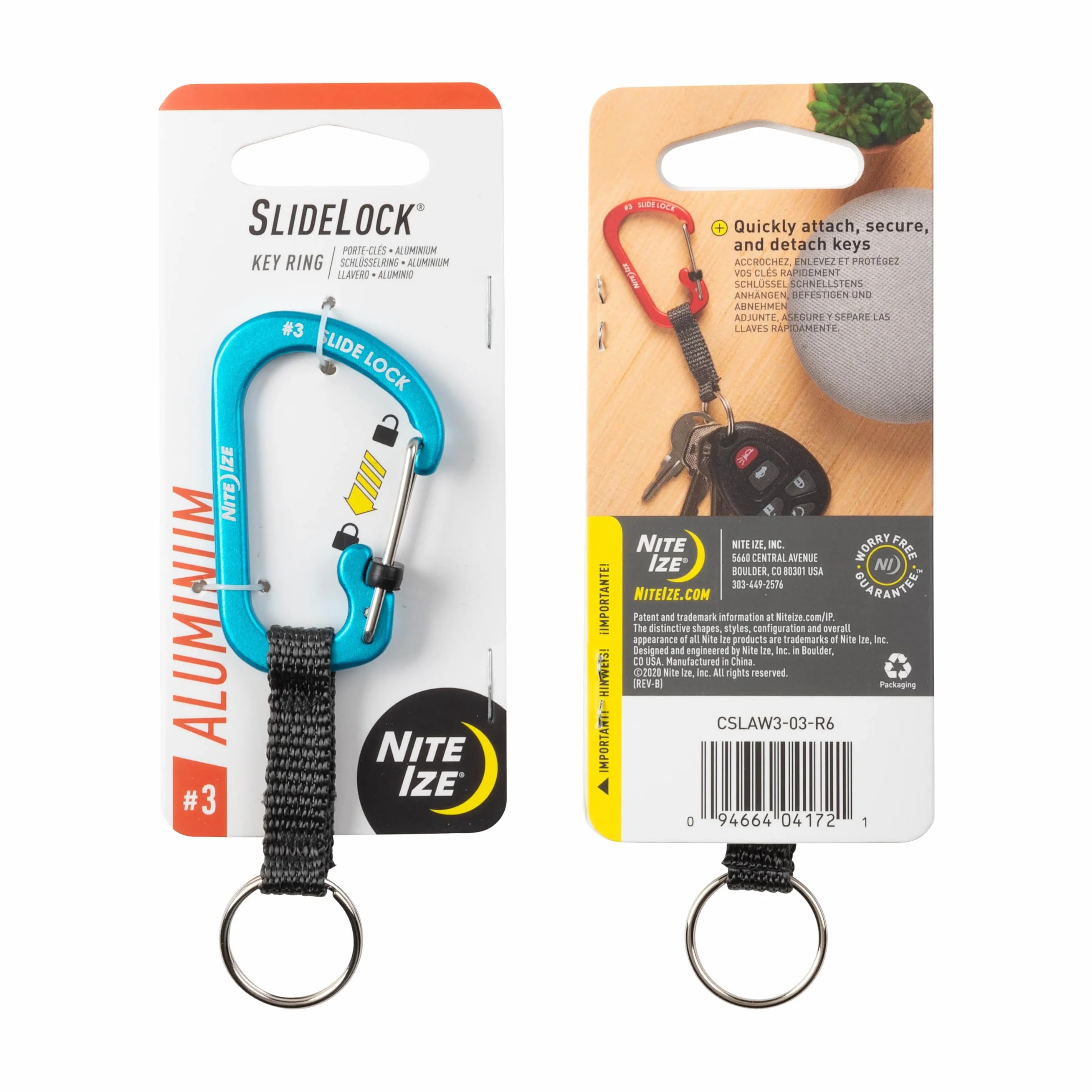 Nite Ize Breloczek do kluczy SlideLock - aluminiowy brelok do kluczy SlideLock - aluminium - niebieski, N/A