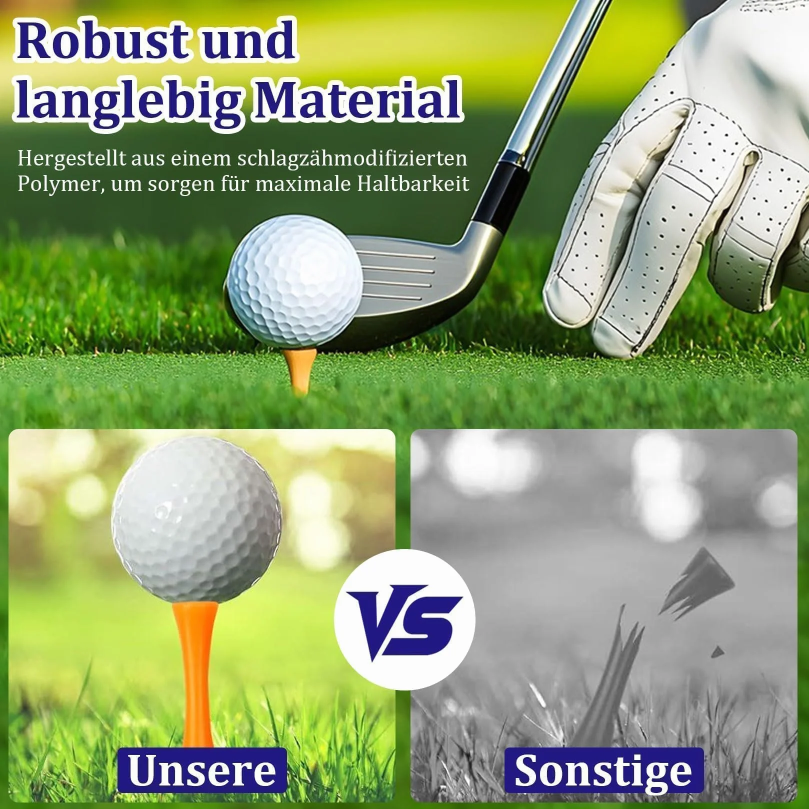 Zestaw 105 sztuk herbat golfowych z tworzywa sztucznego, wielokrotnego użytku, plastikowa herbata Castle dla golfistów, krótkie i długie, 7 kolorów 25/31/37/43/51/59/70 mm