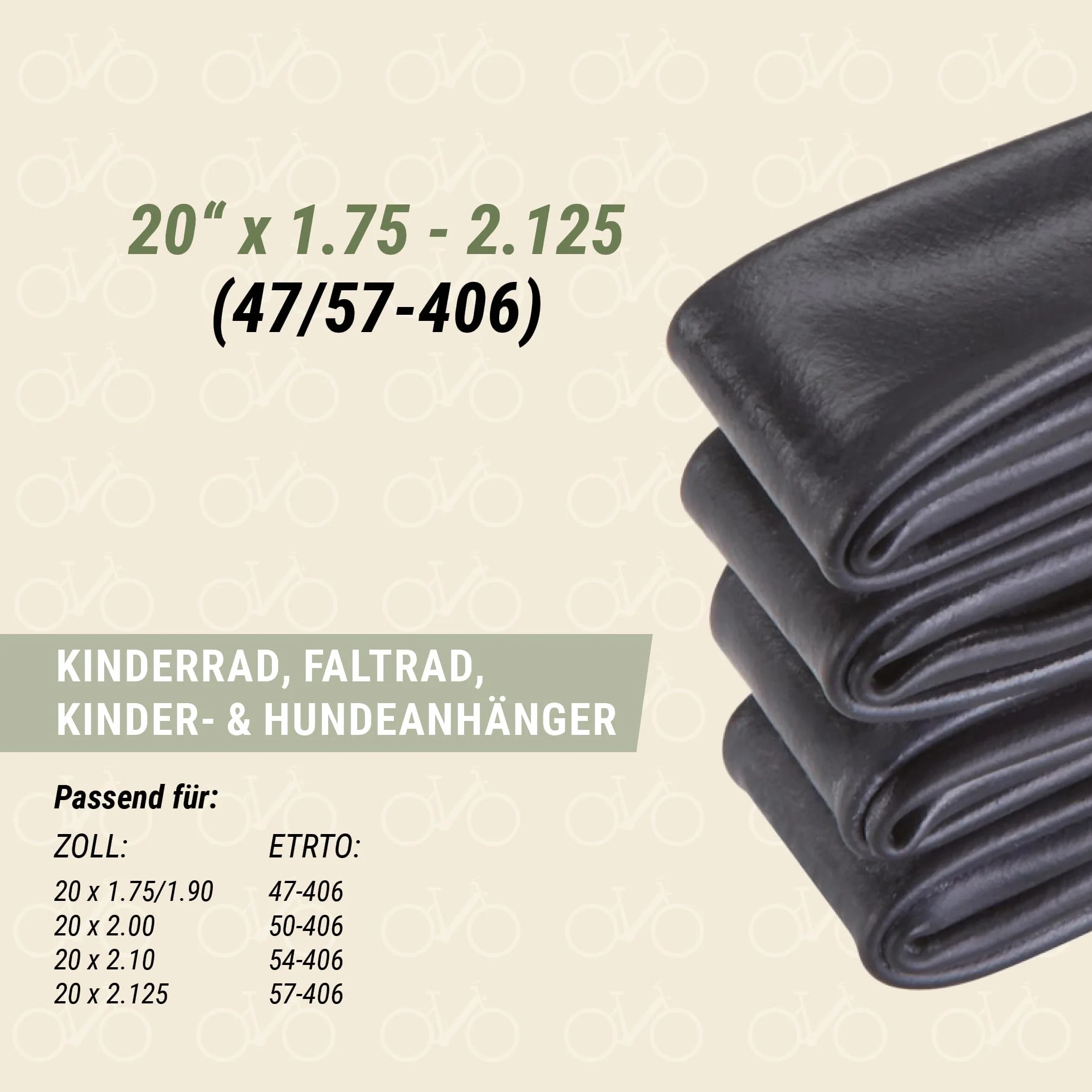Prophete dętka rowerowa 20 x 1,75-20 x 2,125 (47/57-406), czarna, L