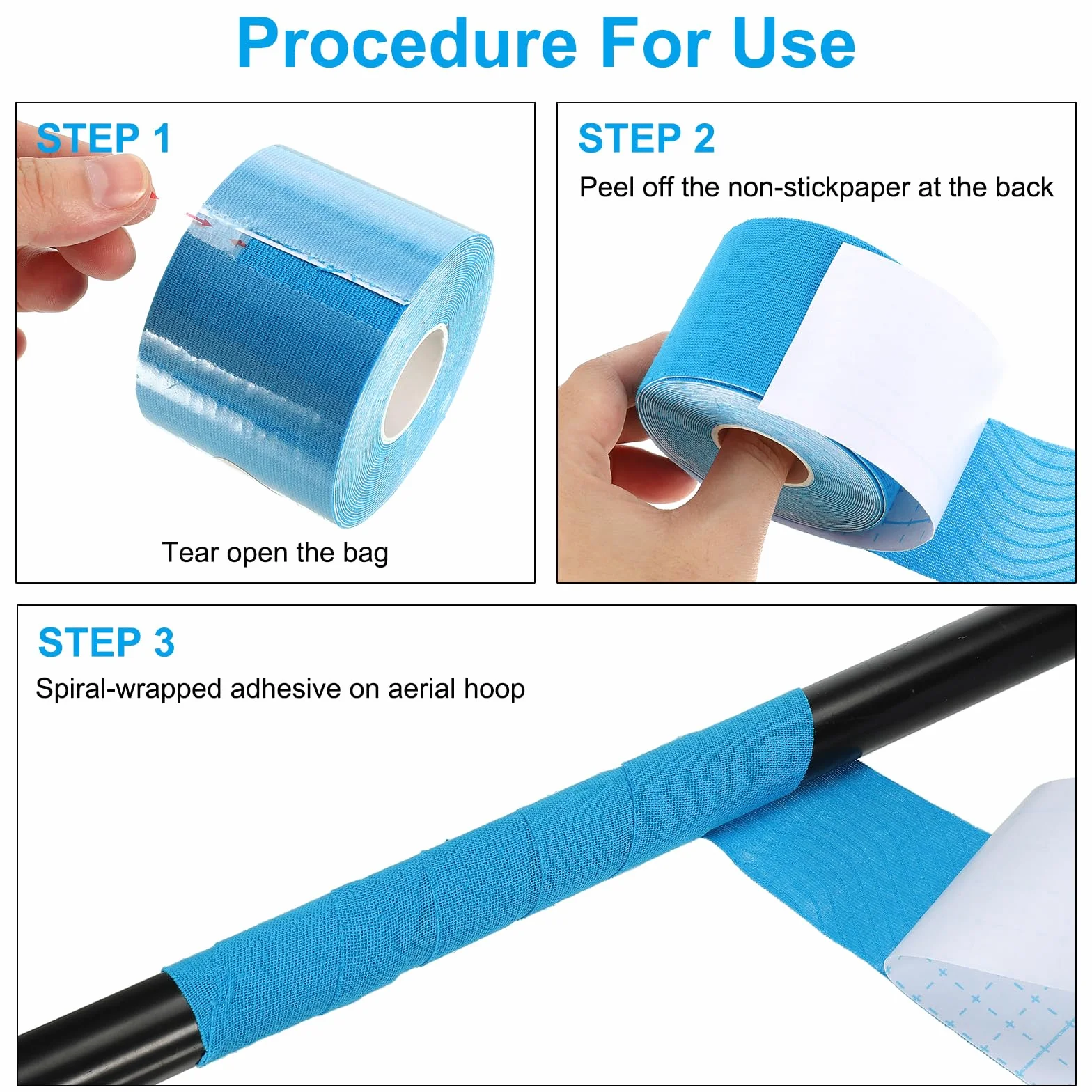 PATIKIL Taśma do obręczy aerial hoop 40 cm x 5 cm Athletic Tape Non-Slip Grip Tape Yoga Rig Sports Tape czarna