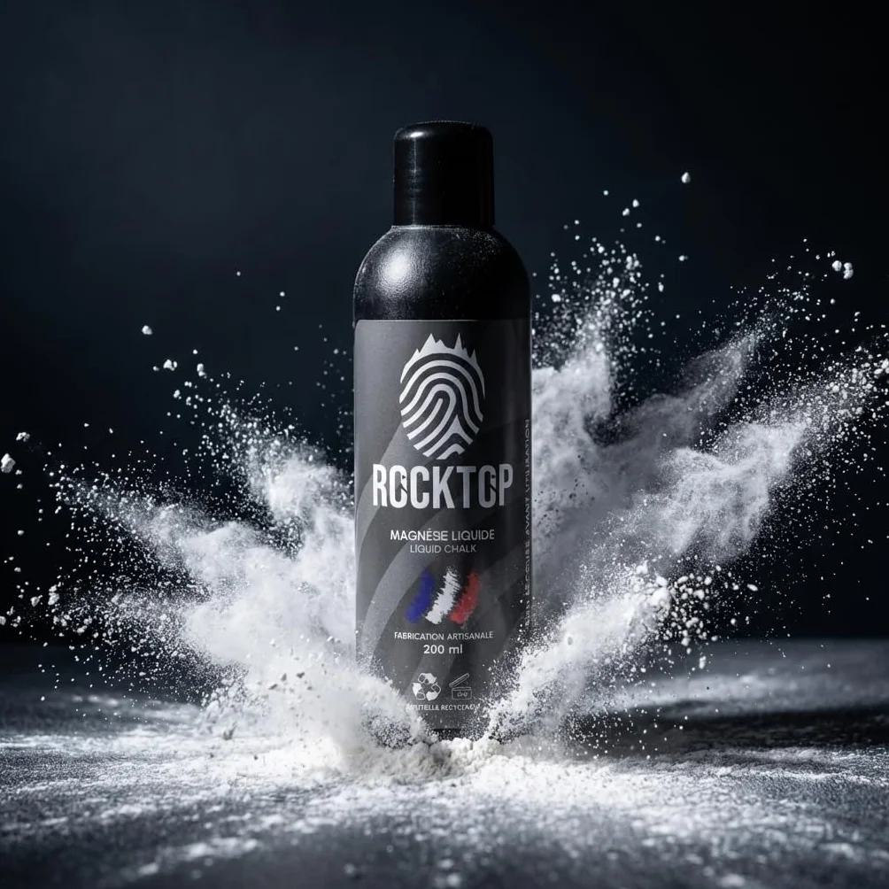 ROCK TOP Płynna kreda - Liquid Chalk - 200 ml - Wszystkie sporty - Wyprodukowano we Francji - Najlepszy chwyt - Płynna kreda - Wspinaczka wewnętrzna - Trening uliczny - Podnoszenie ciężarów - Crossfit