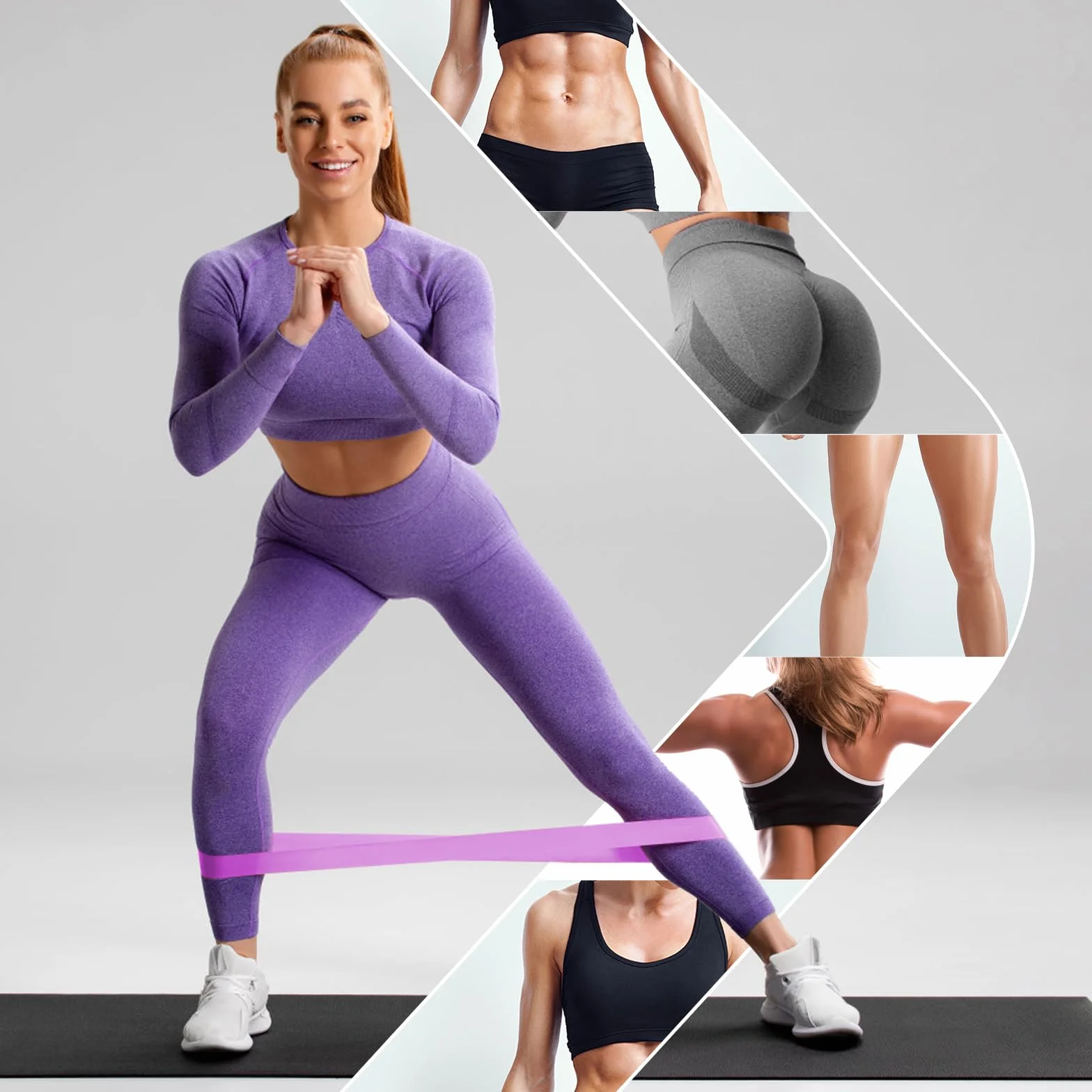 Liliowa taśma oporowa 45-100 lbs do fitnessu, treningu siłowego